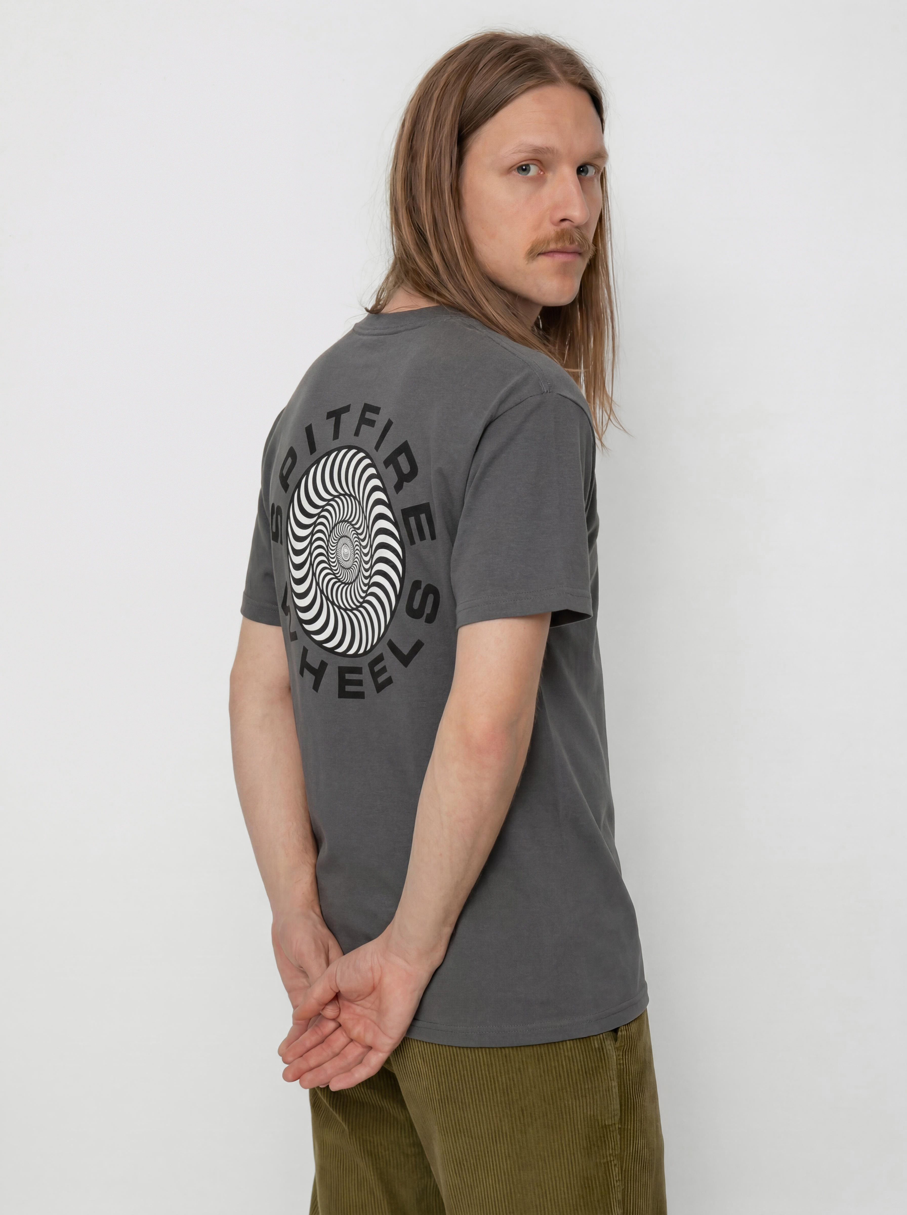 T-shirt Spitfire Classic 87 Swirl Fill (charcoal solid w/black&white prints)