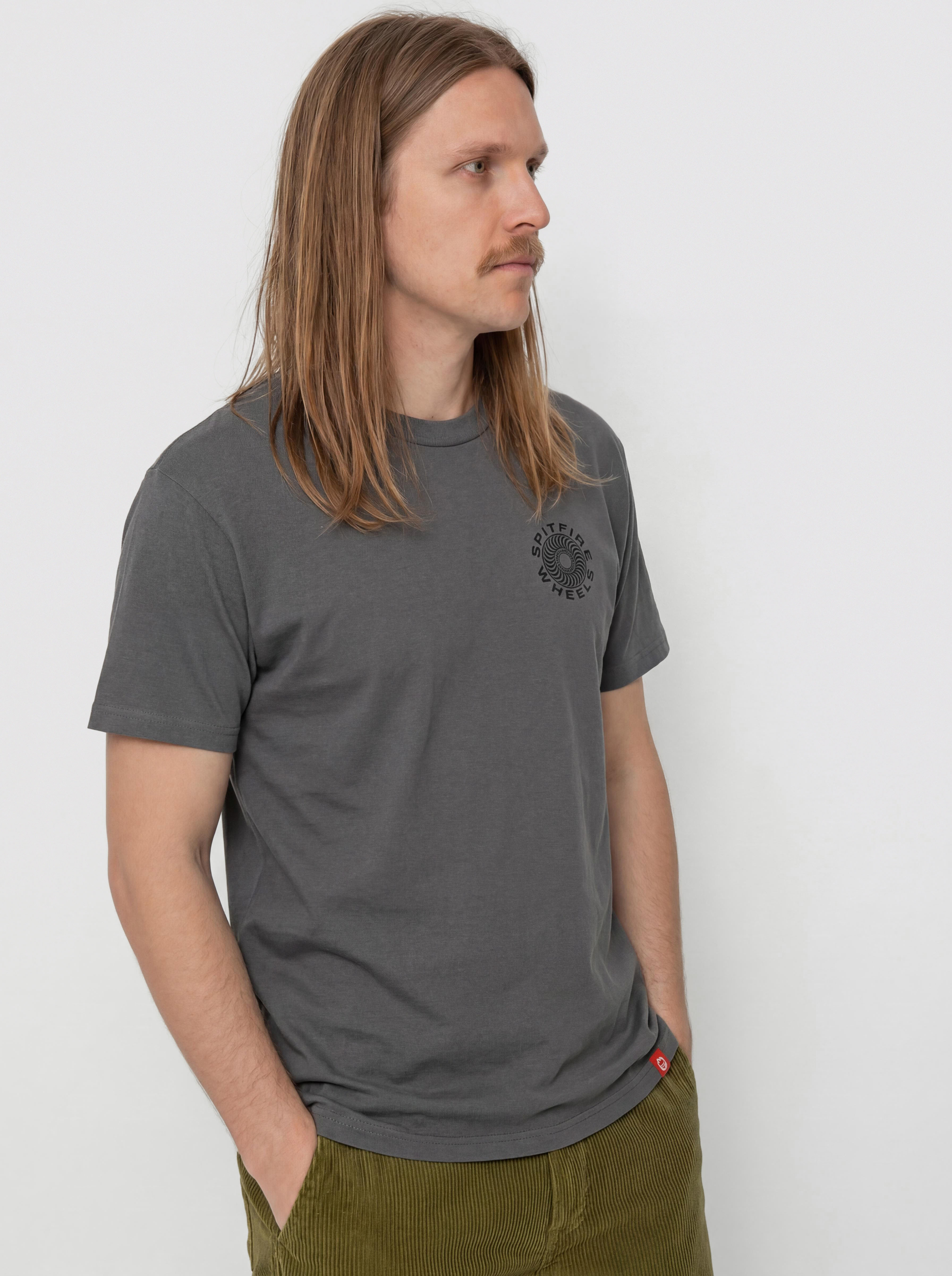 T-shirt Spitfire Classic 87 Swirl Fill (charcoal solid w/black&white prints)