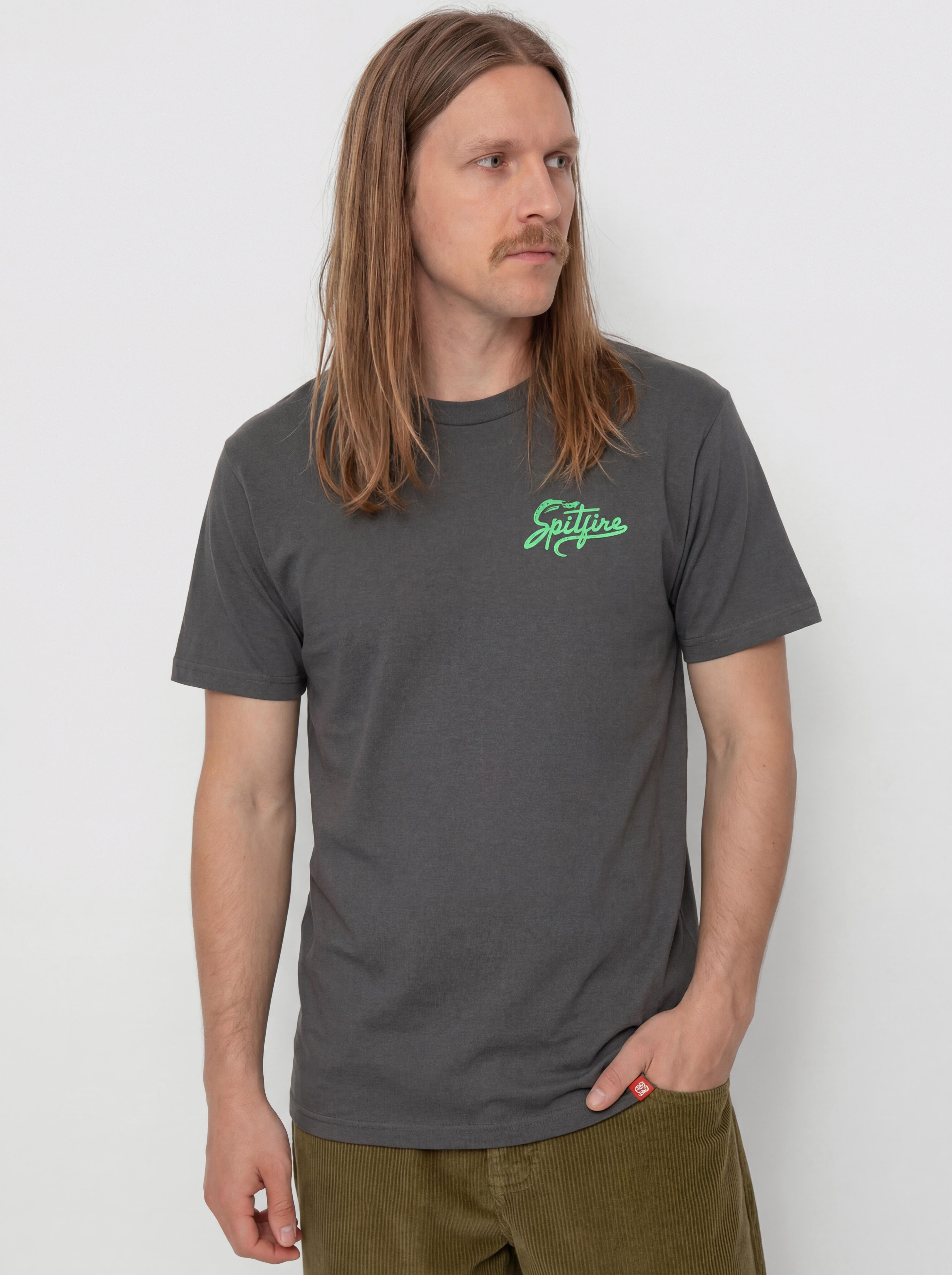 T-shirt Spitfire Snake Classic (charcoal solid w/green&black print)