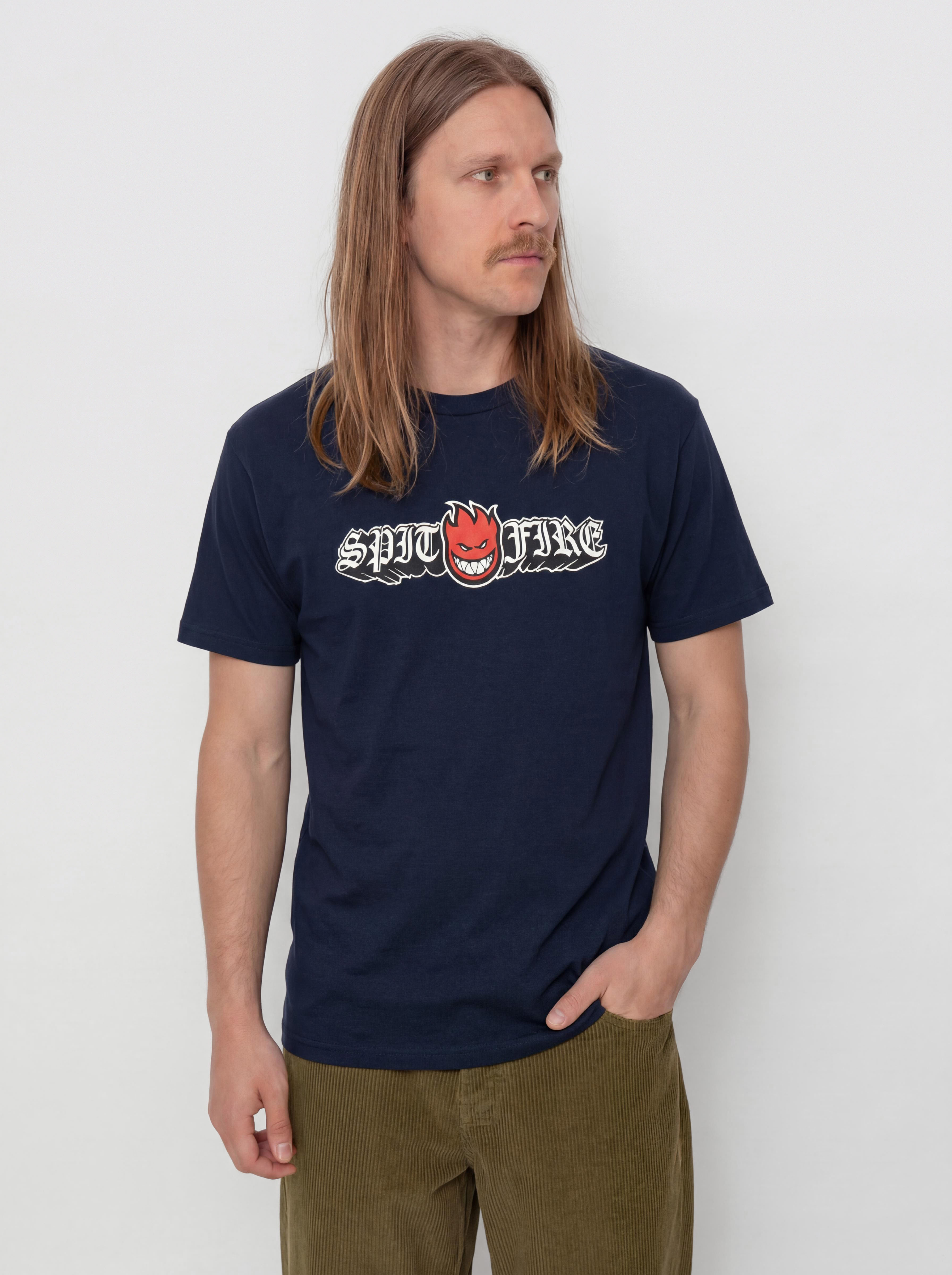 T-shirt Spitfire Old E Drop Bighead (true navy w/red black & white print)