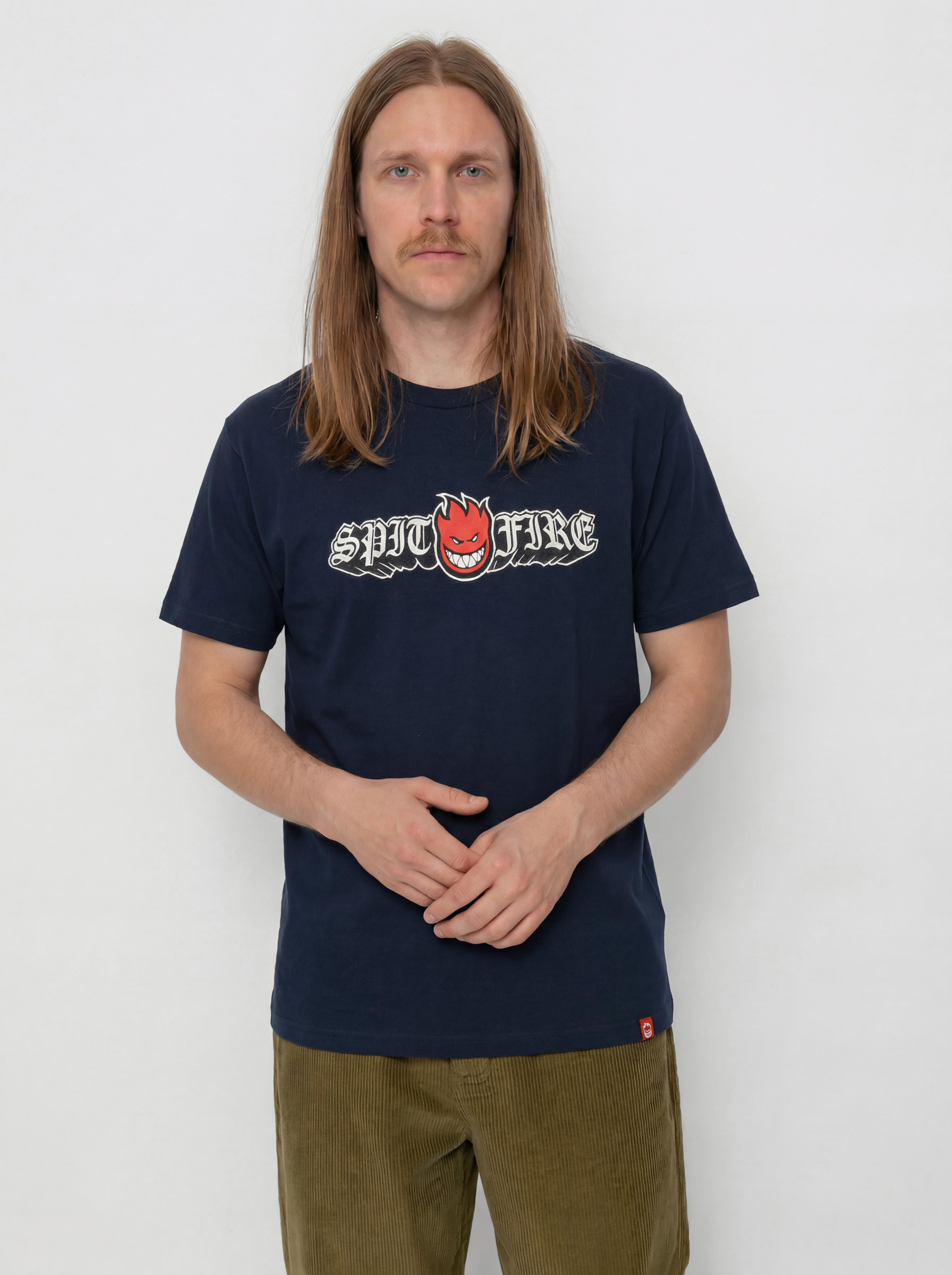 T-shirt Spitfire Old E Drop Bighead (true navy w/red black & white print)