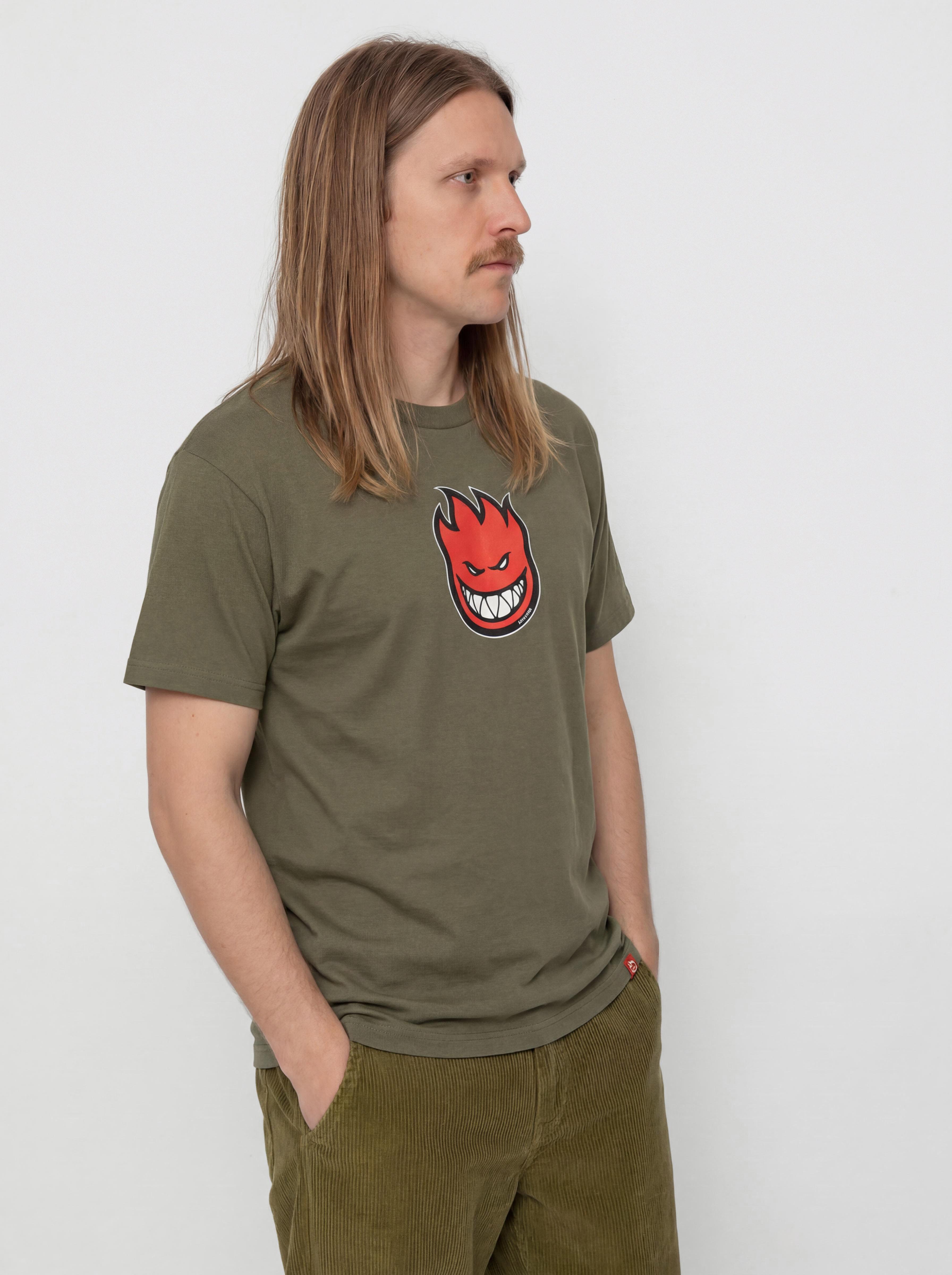 T-shirt Spitfire Bighead Mid Fill (military green w/red black & white print)