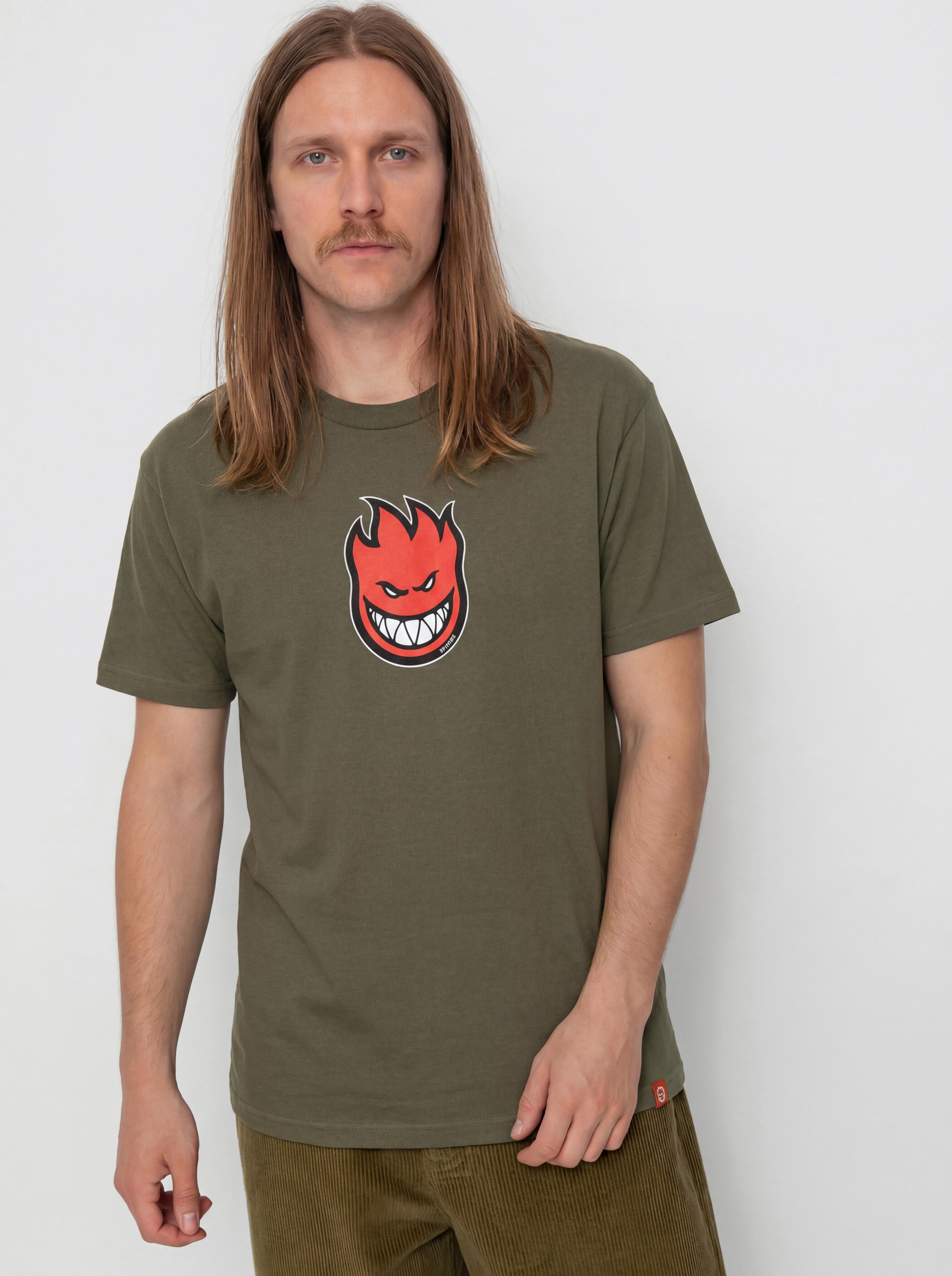 T-shirt Spitfire Bighead Mid Fill (military green w/red black & white print)