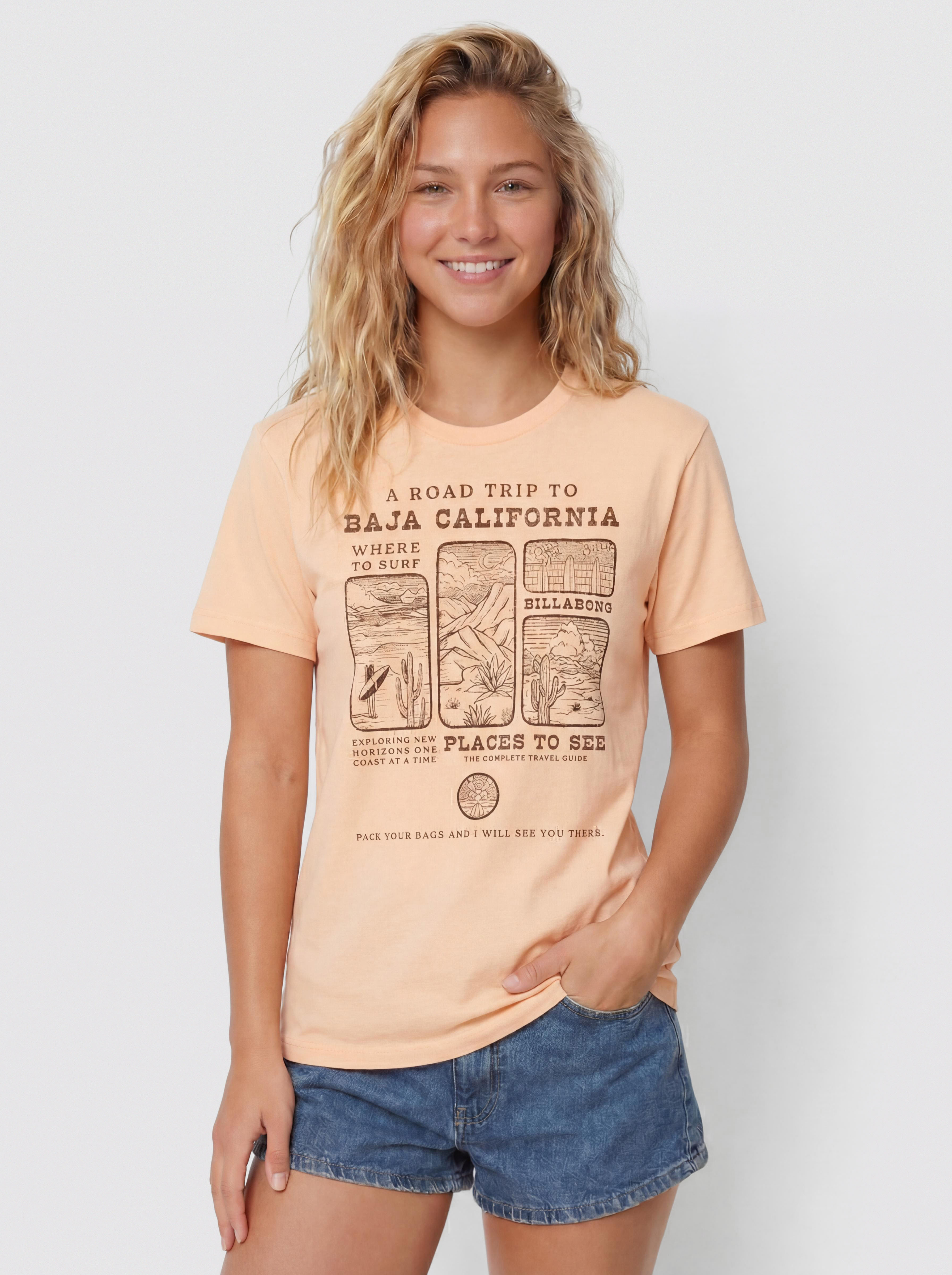 T-shirt Billabong Flying To The Moon Wmn (soft peach)
