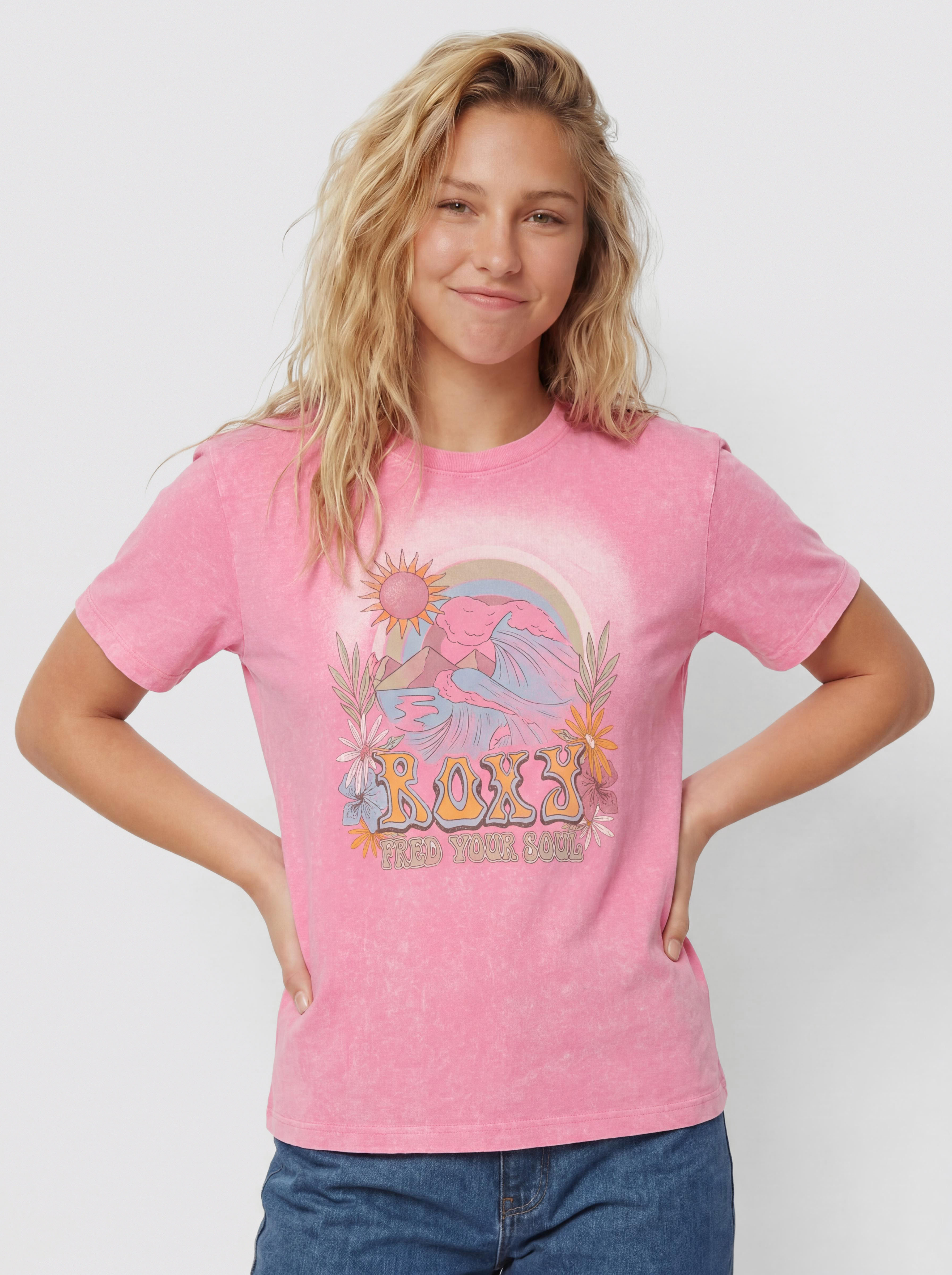 T-shirt Roxy Sunnyoversize Optic Wash Wmn (pink cosmos)