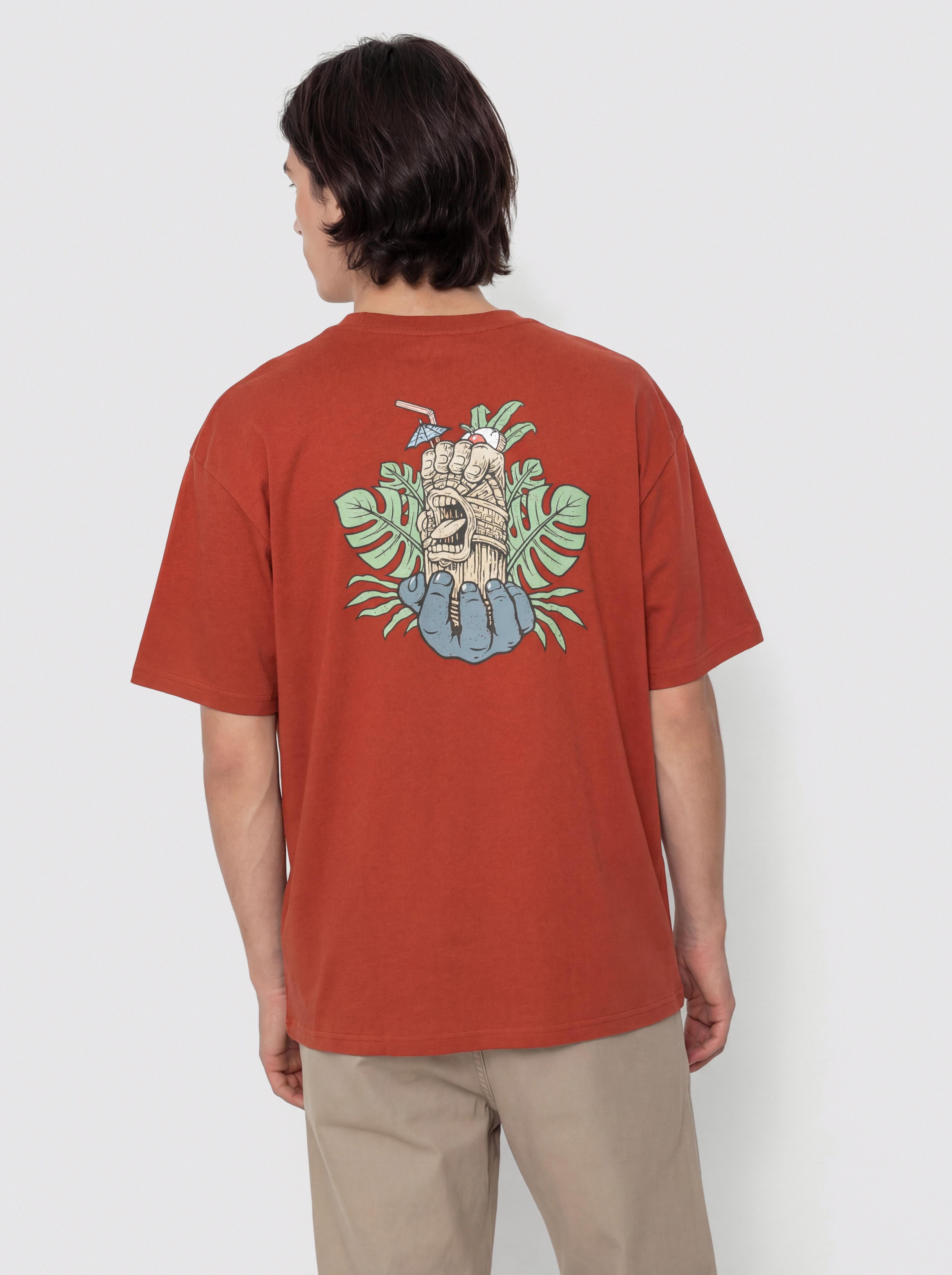 T-shirt Santa Cruz Tiki Hand Strip (dark rust)