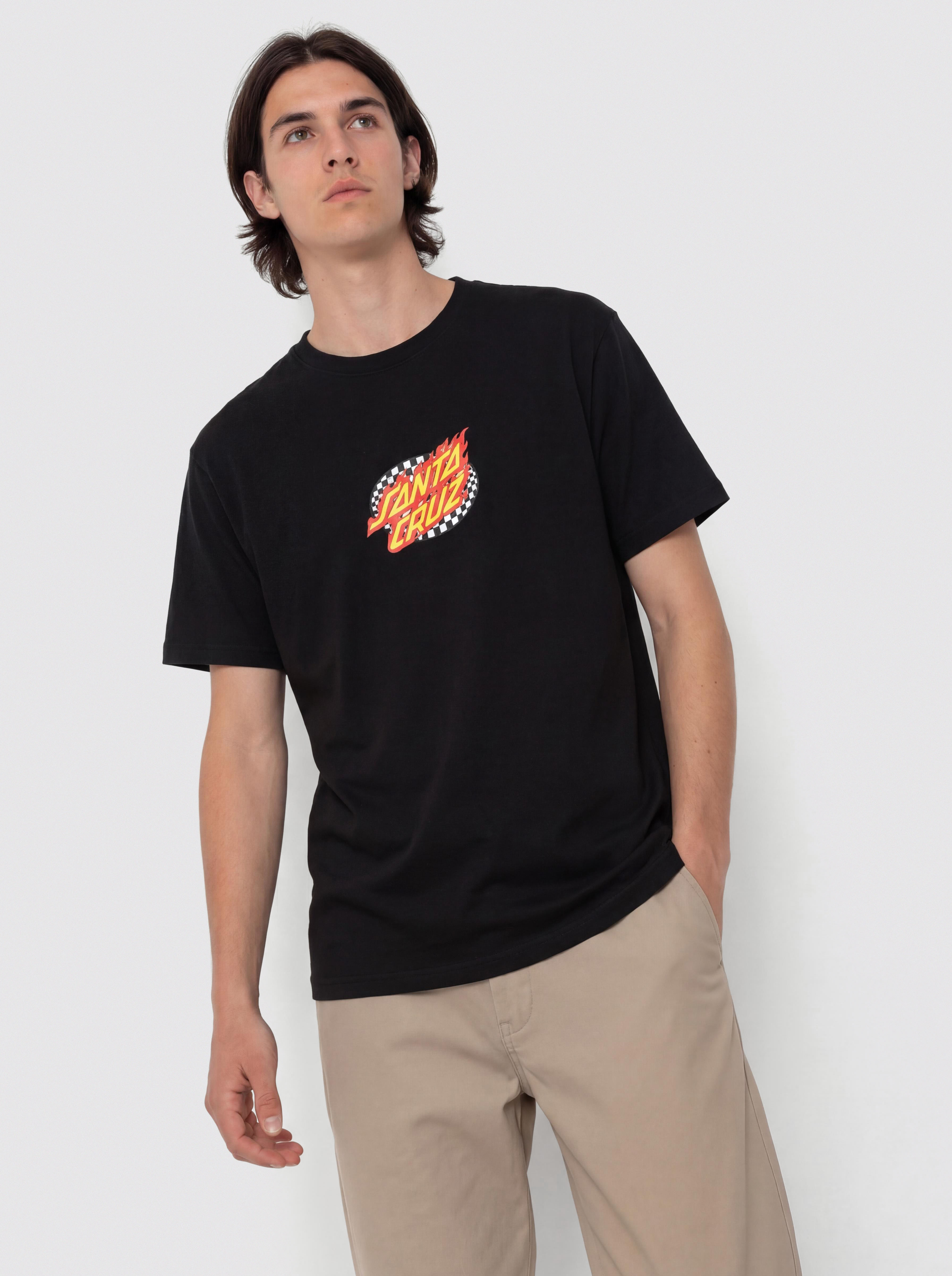 T-shirt Santa Cruz Oval Check Flame Front (black)
