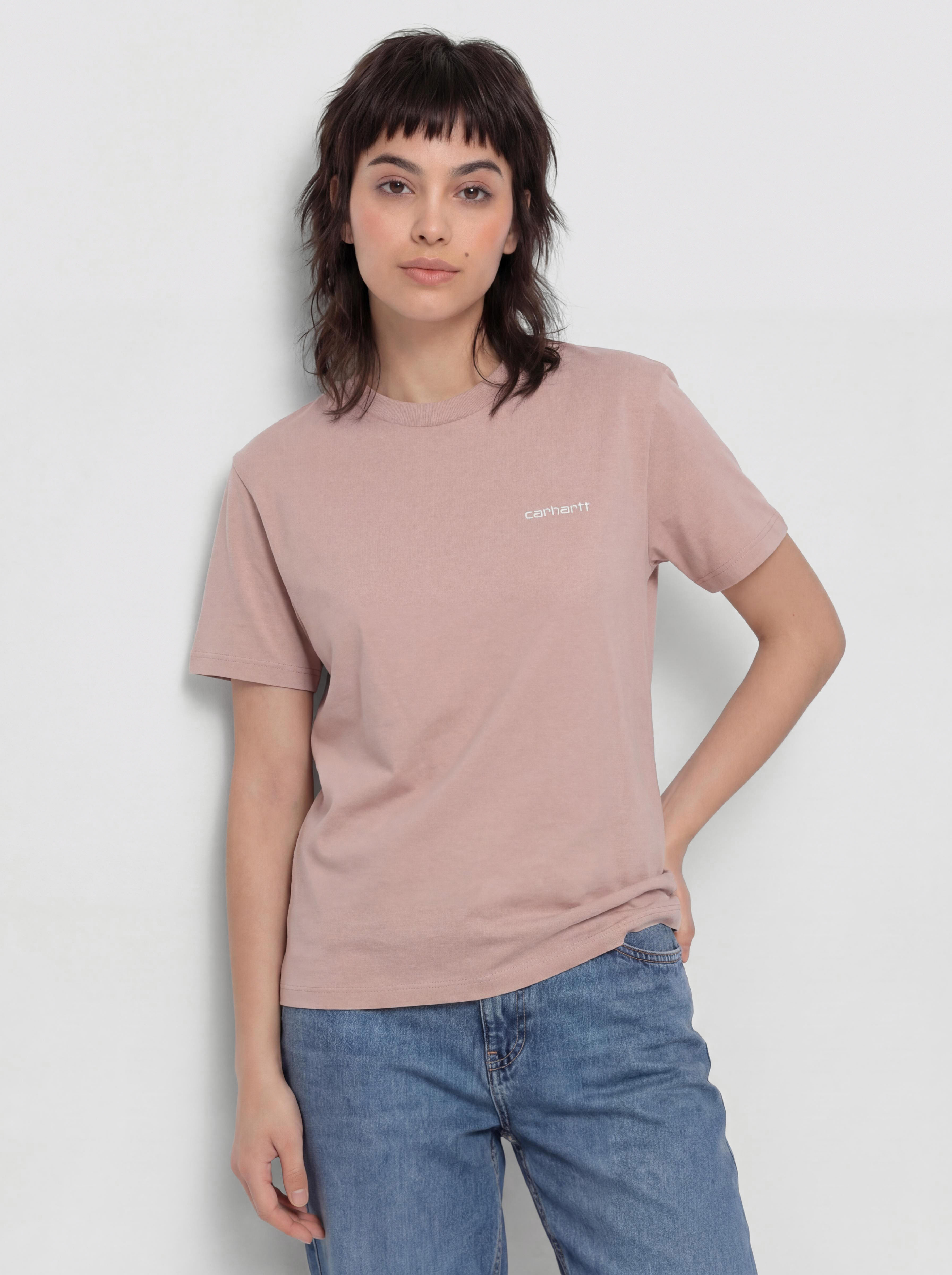 T-shirt Carhartt WIP Script Embroidery Wmn (gentle pink/cinnerus)