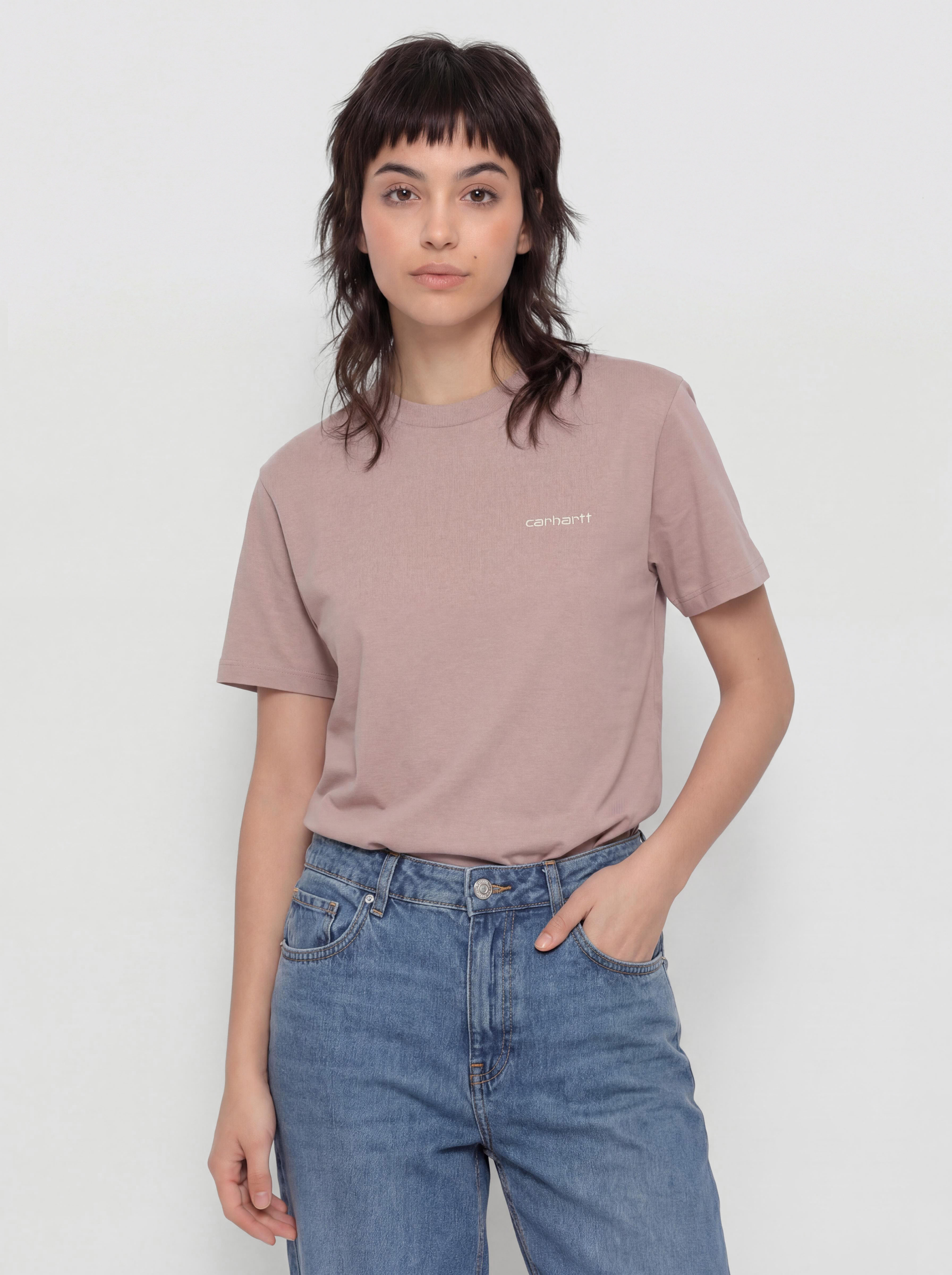 T-shirt Carhartt WIP Script Embroidery Wmn (gentle pink/cinnerus)
