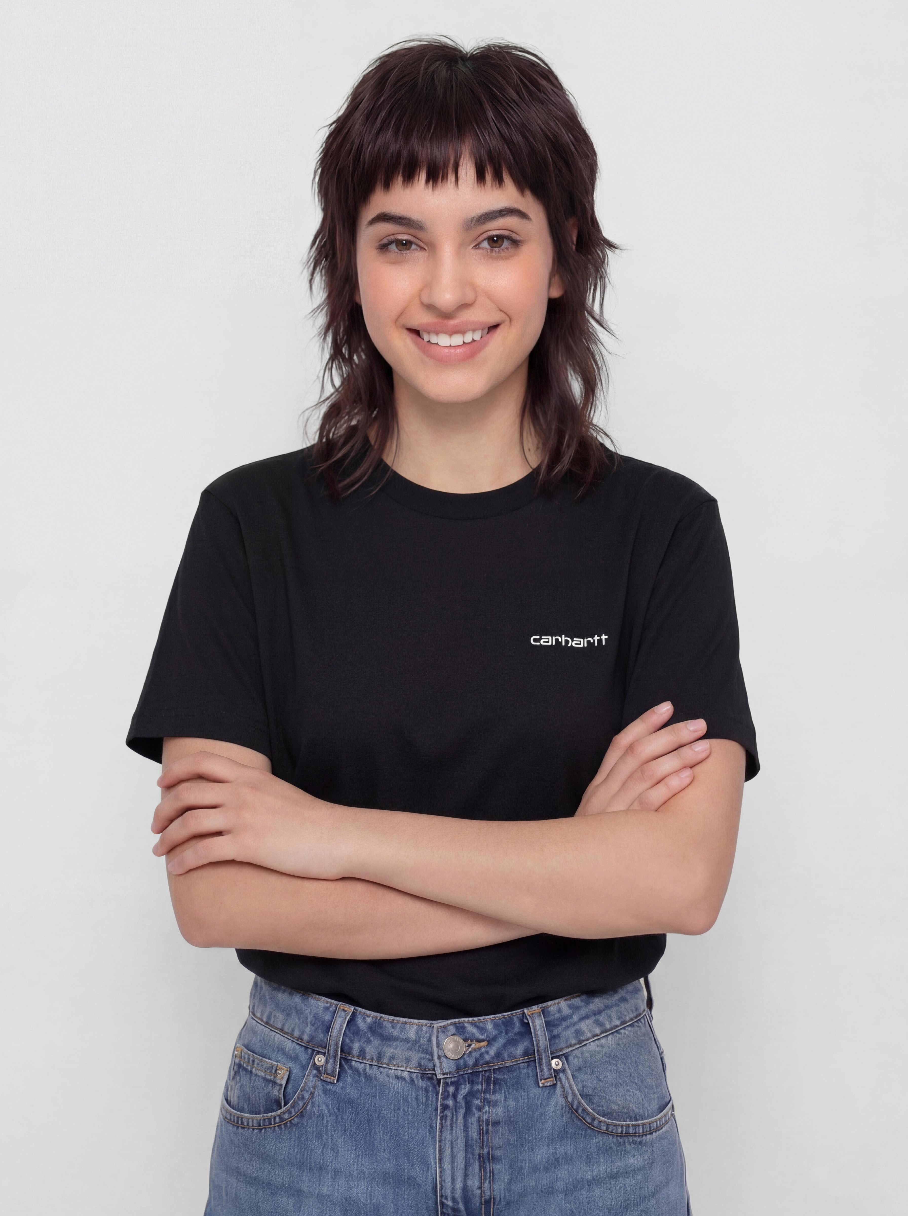 T-shirt Carhartt WIP Script Embroidery Wmn (black/white)