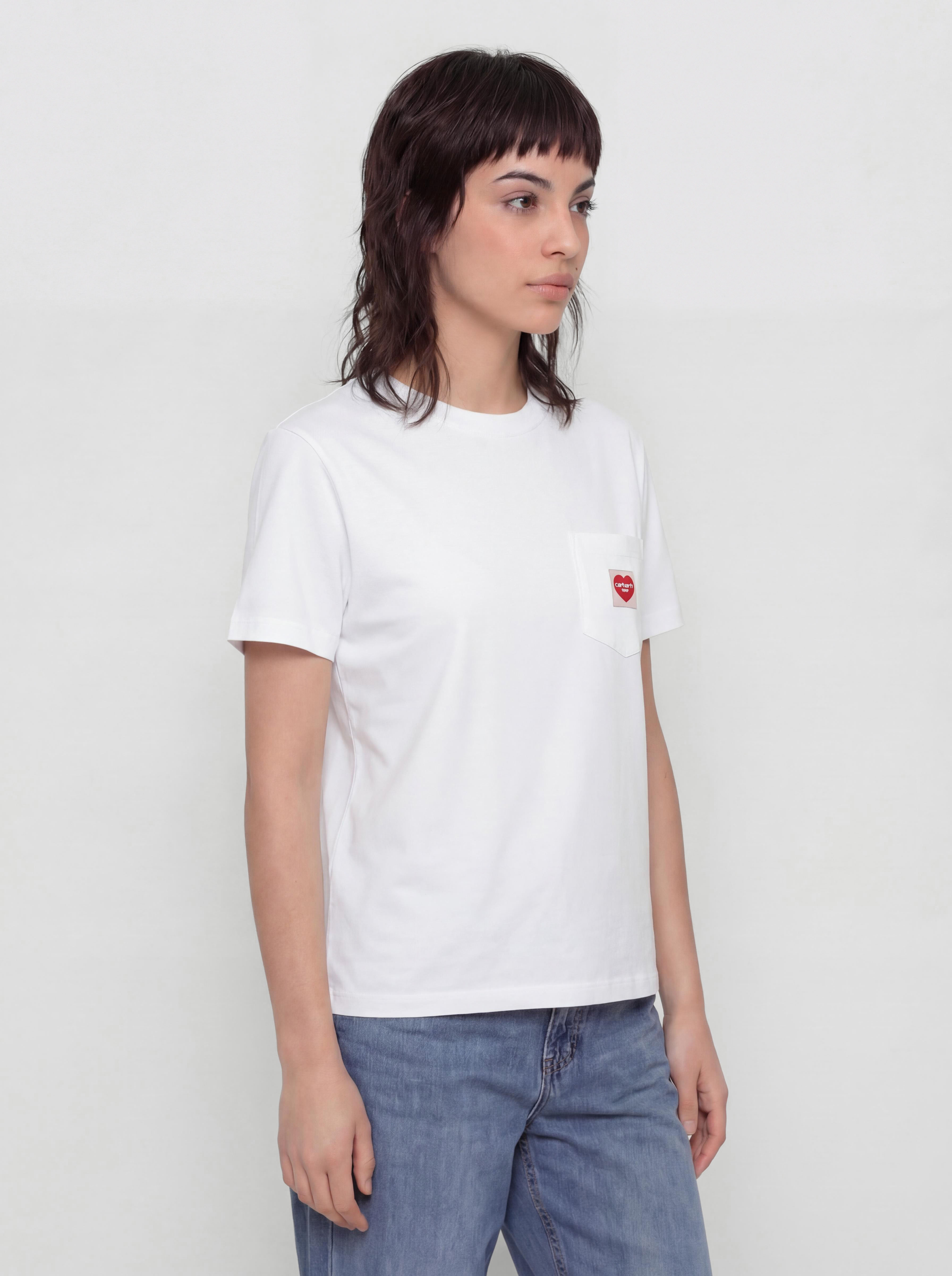 T-shirt Carhartt WIP Pocket Heart Wmn (white/red)