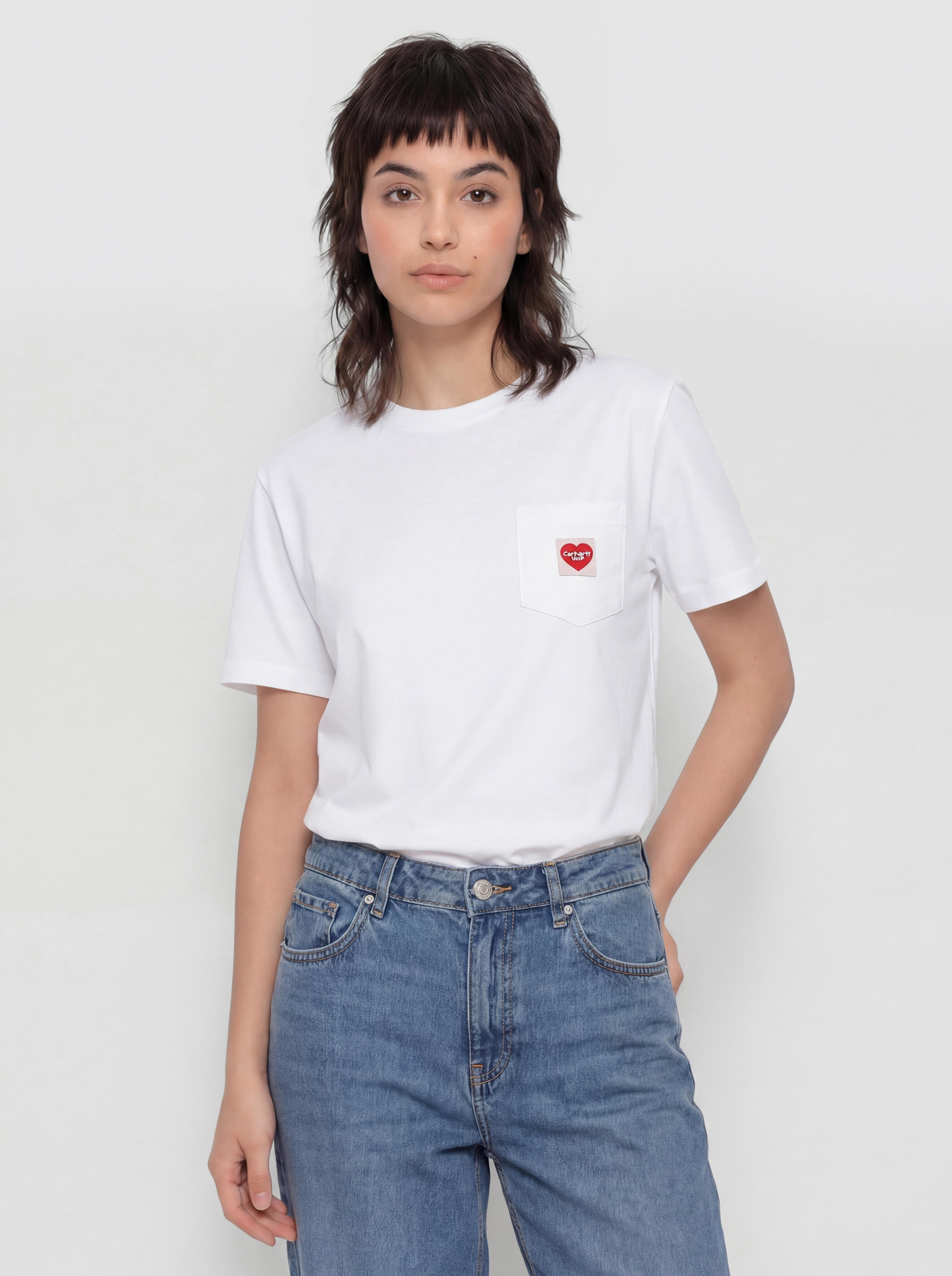 T-shirt Carhartt WIP Pocket Heart Wmn (white/red)