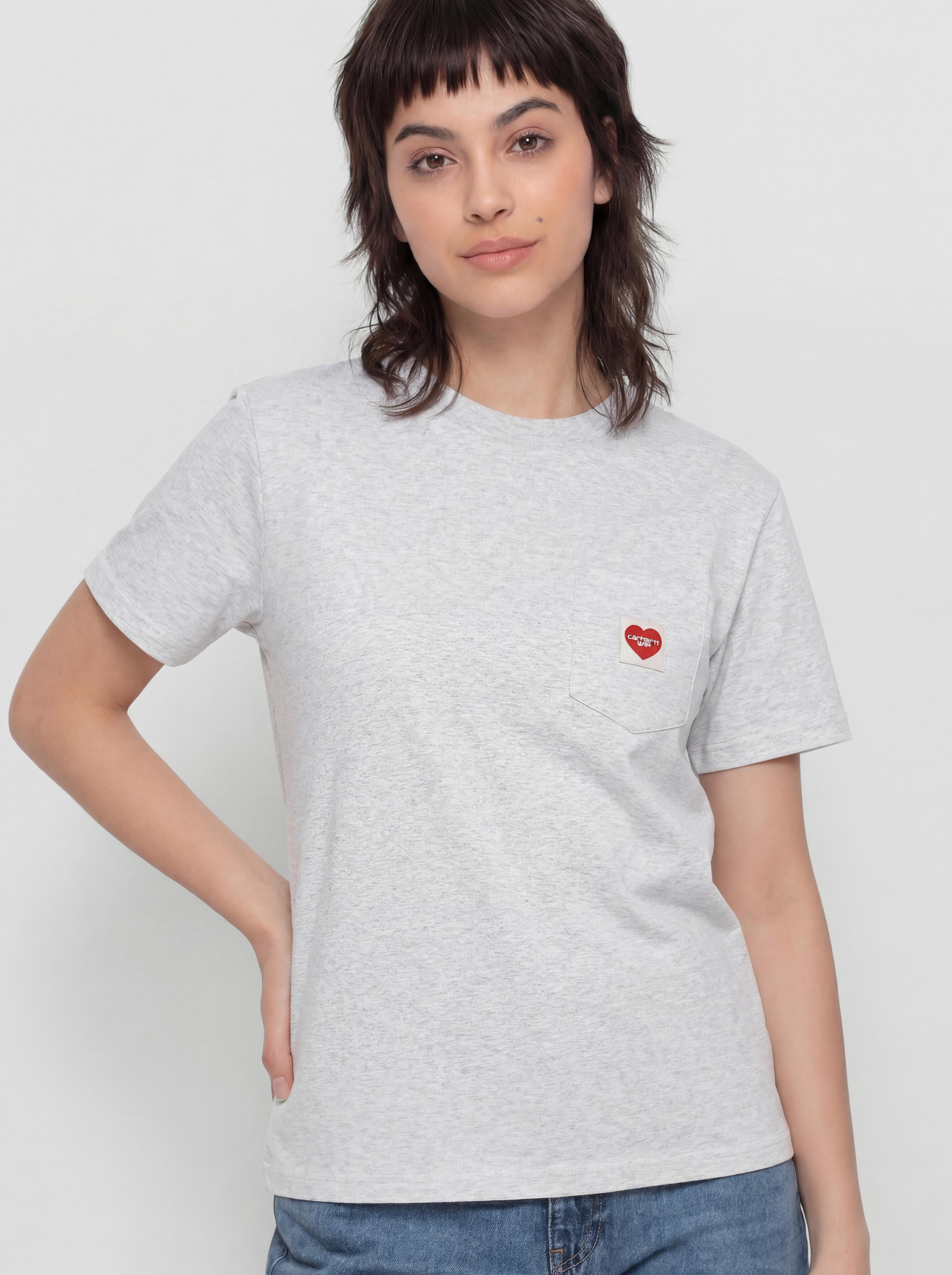 T-shirt Carhartt WIP Pocket Heart Wmn (ash heather/red)