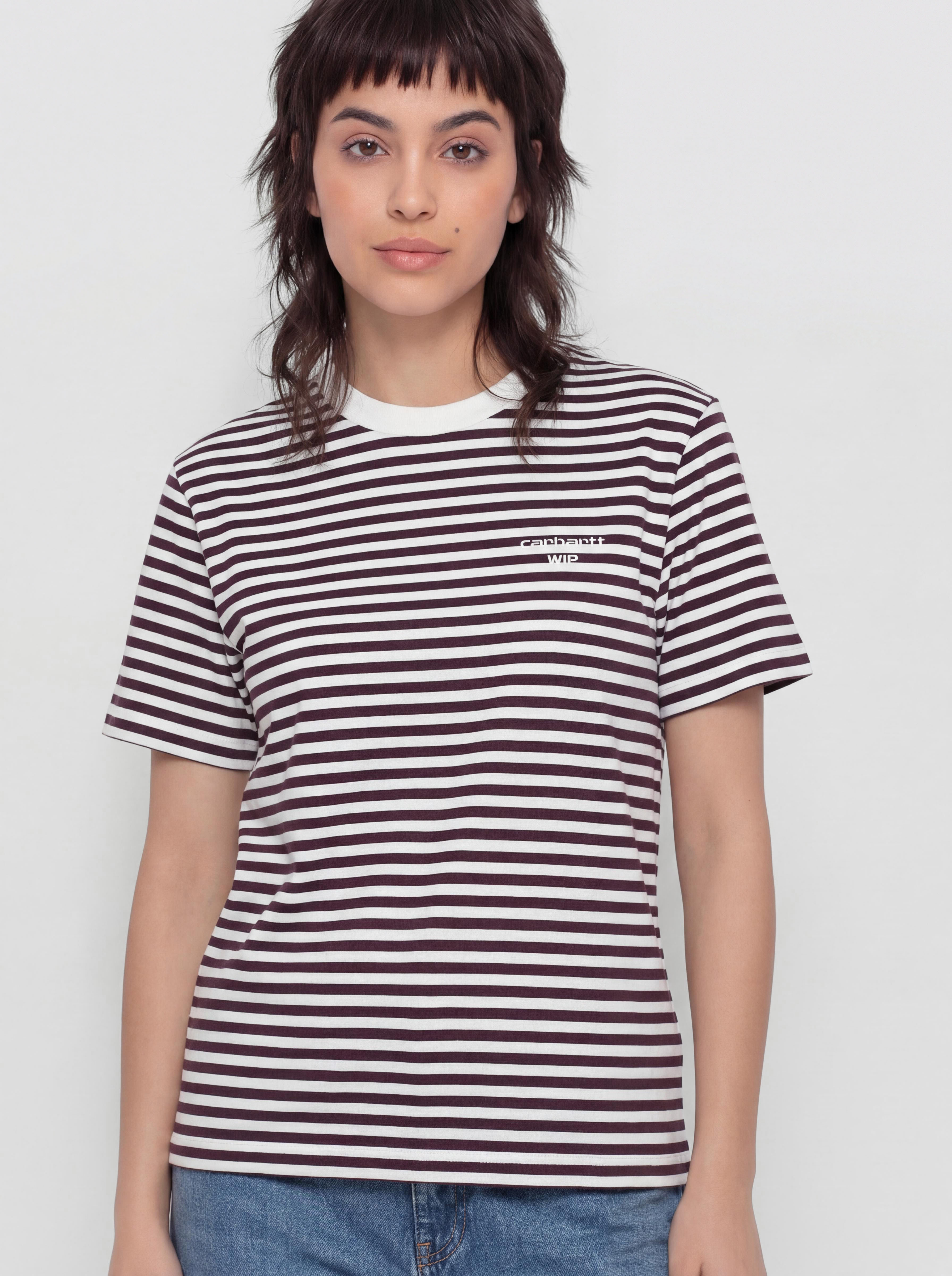 T-shirt Carhartt WIP Ezra Wmn (ezra stripe/cozy purple/wax)