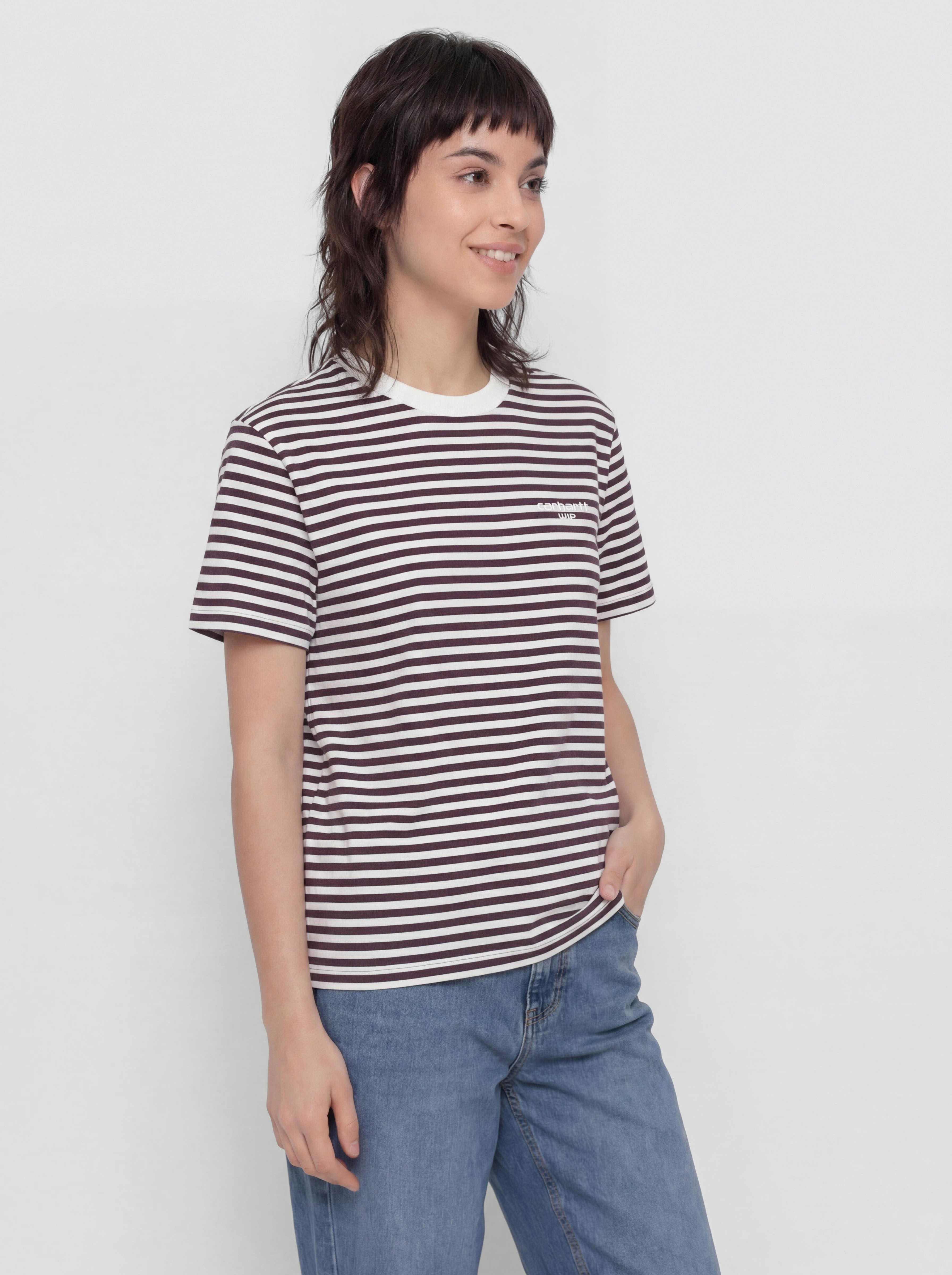 T-shirt Carhartt WIP Ezra Wmn (ezra stripe/cozy purple/wax)