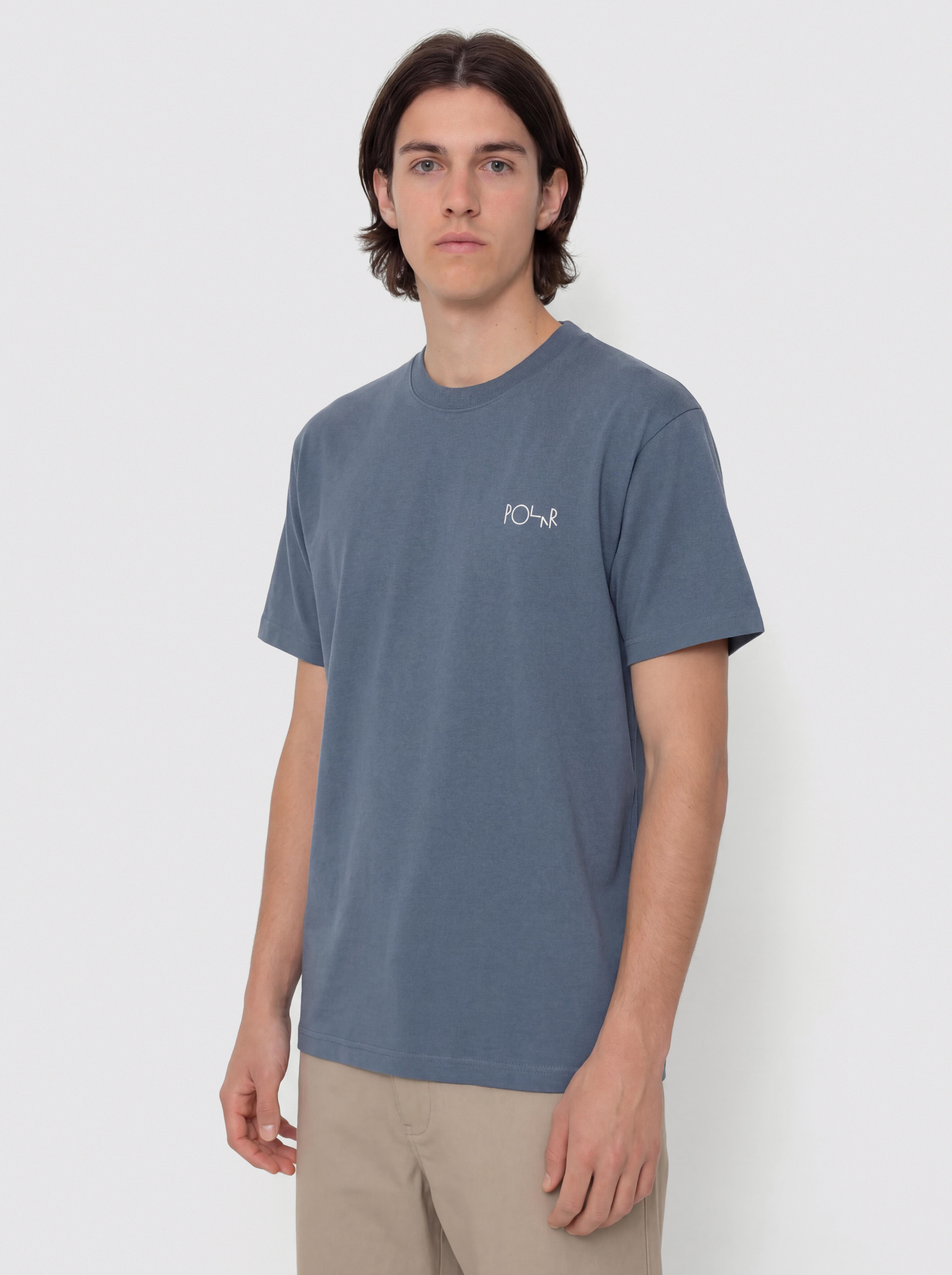 T-shirt Polar Skate Contrast Stroke Logo (grey blue)