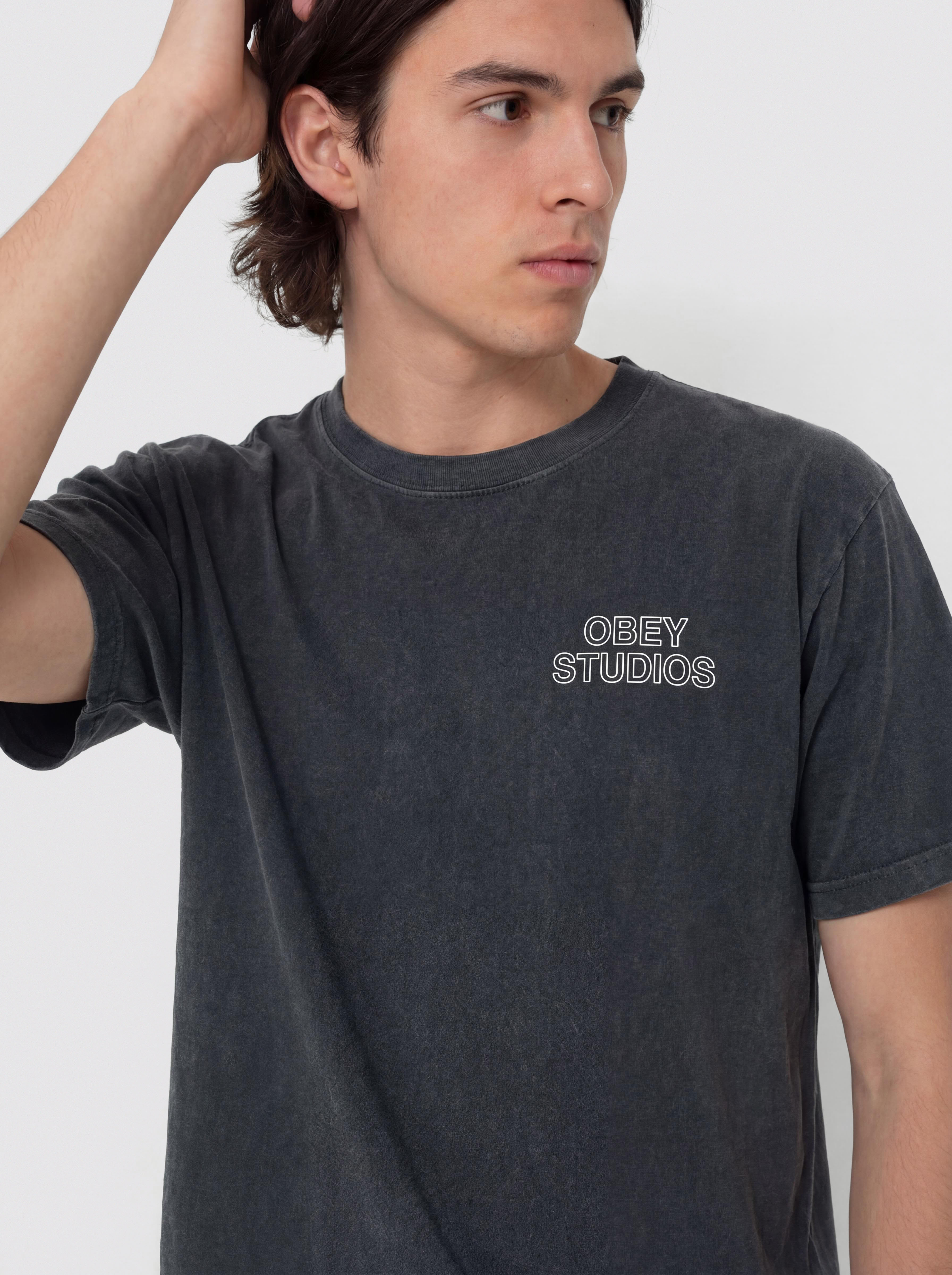 T-shirt OBEY Obey Studios Outline (pigment true vintage black)