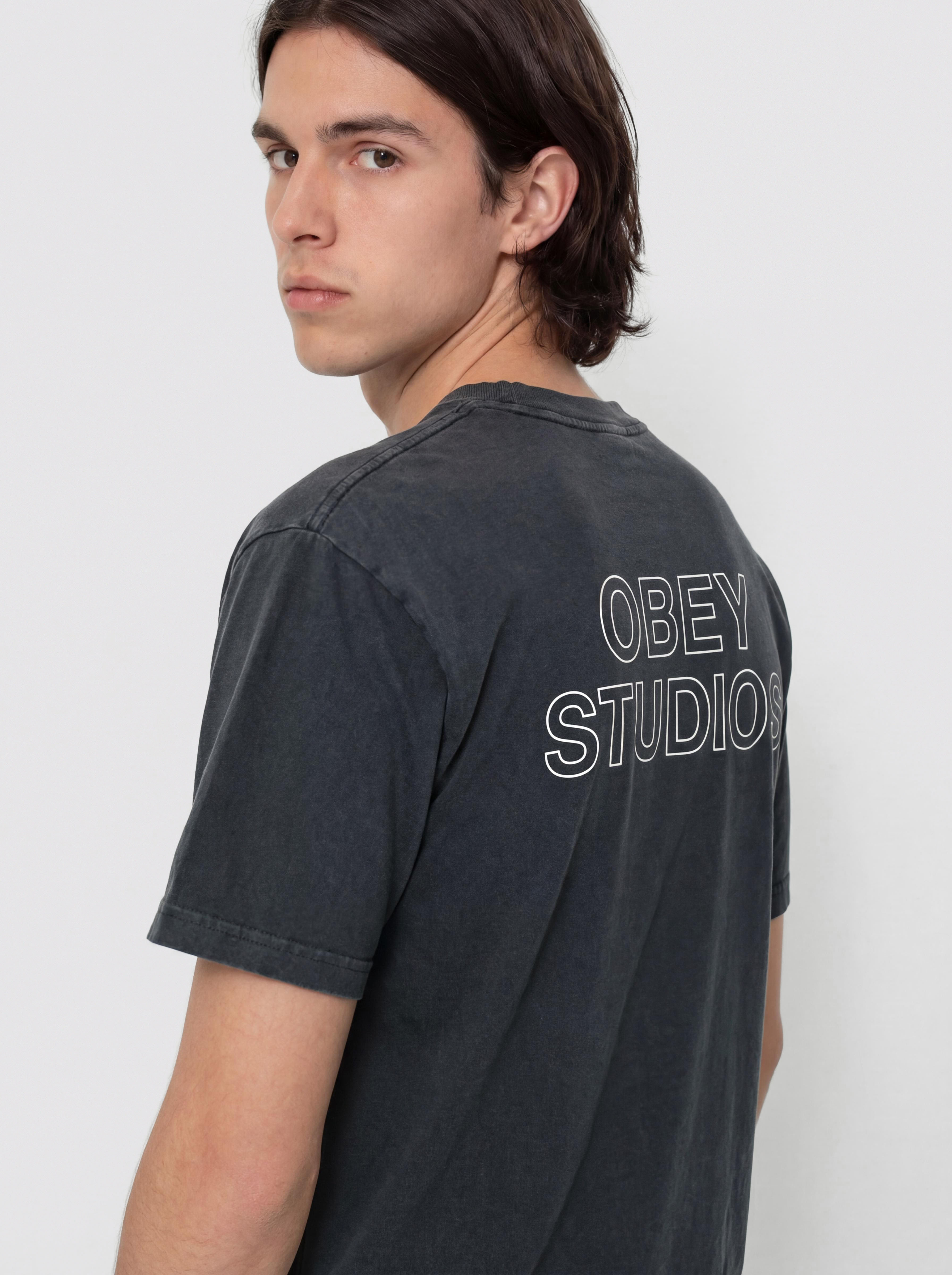 T-shirt OBEY Obey Studios Outline (pigment true vintage black)