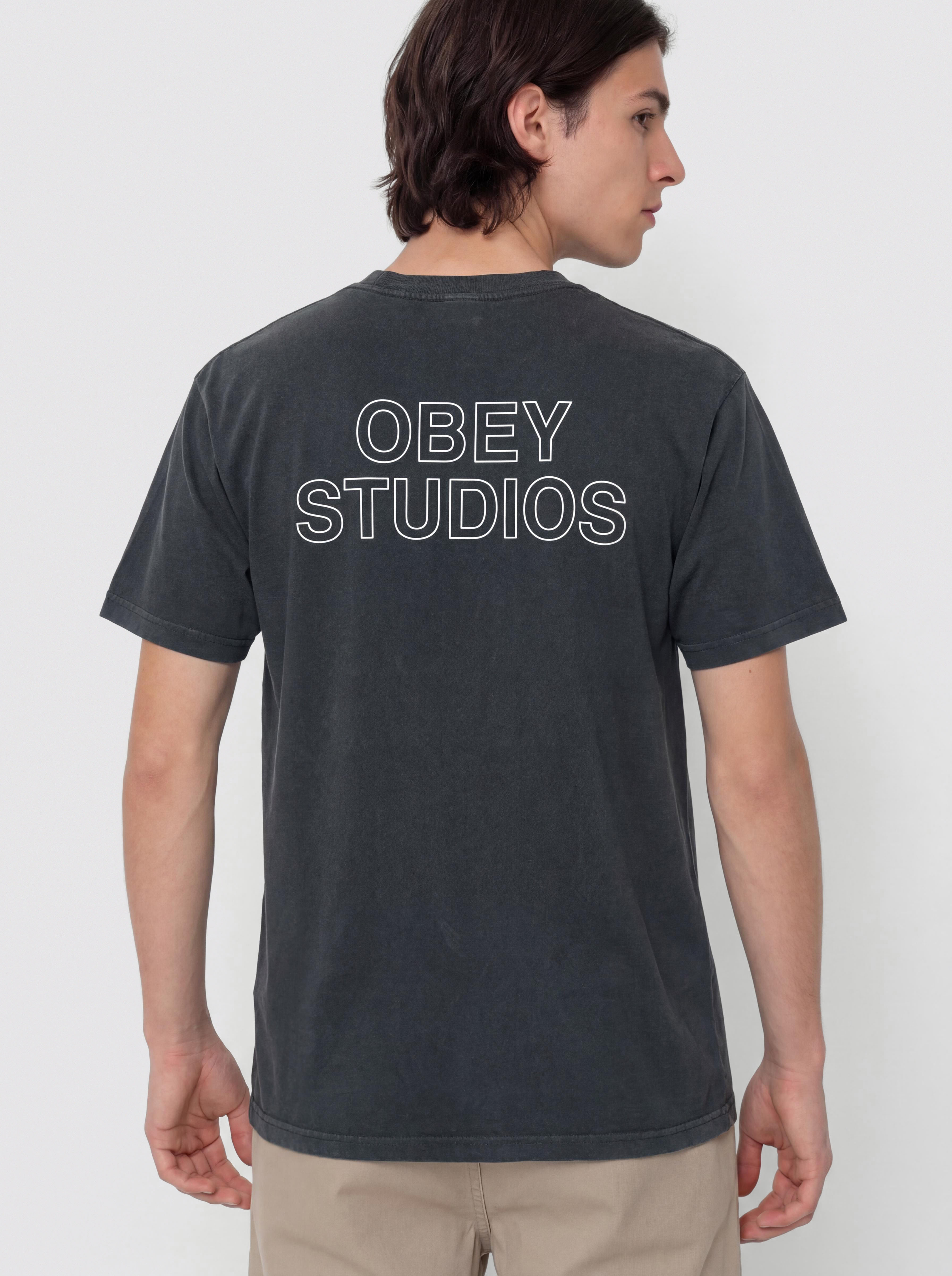 T-shirt OBEY Obey Studios Outline (pigment true vintage black)