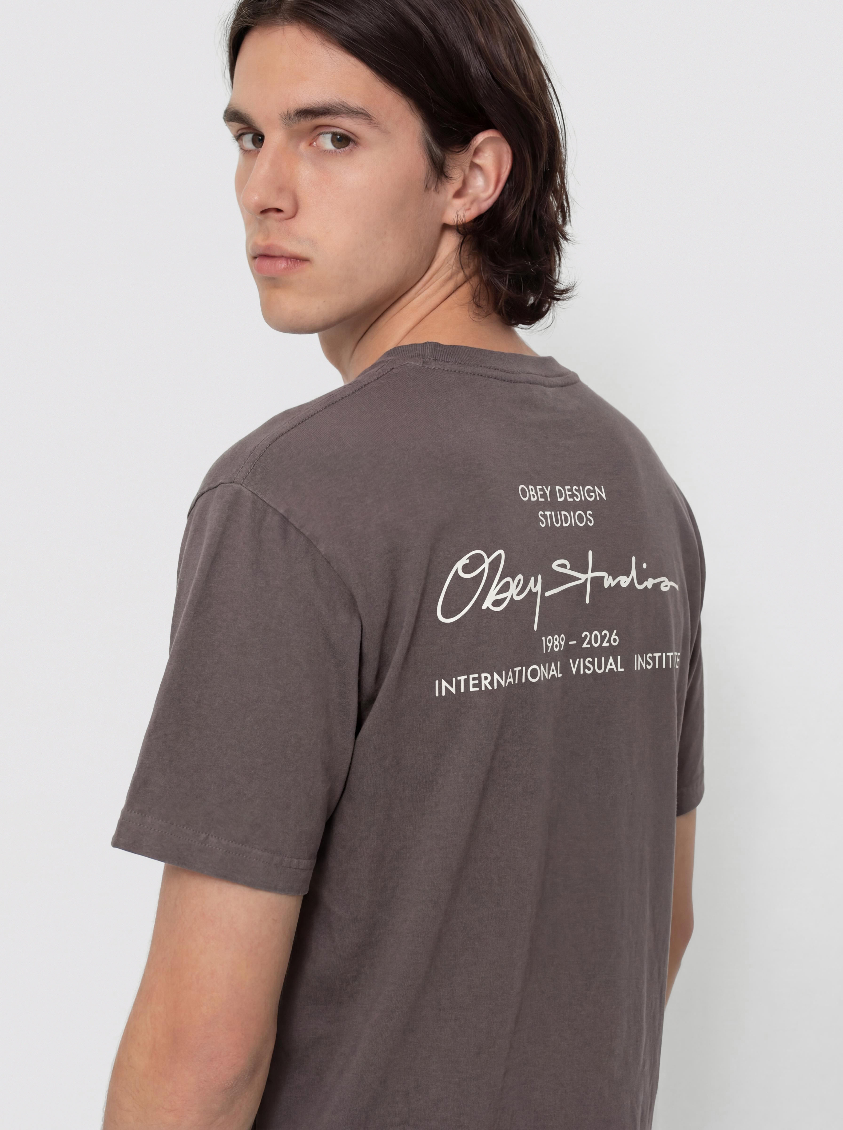 T-shirt OBEY Institute (pigment dusty black)