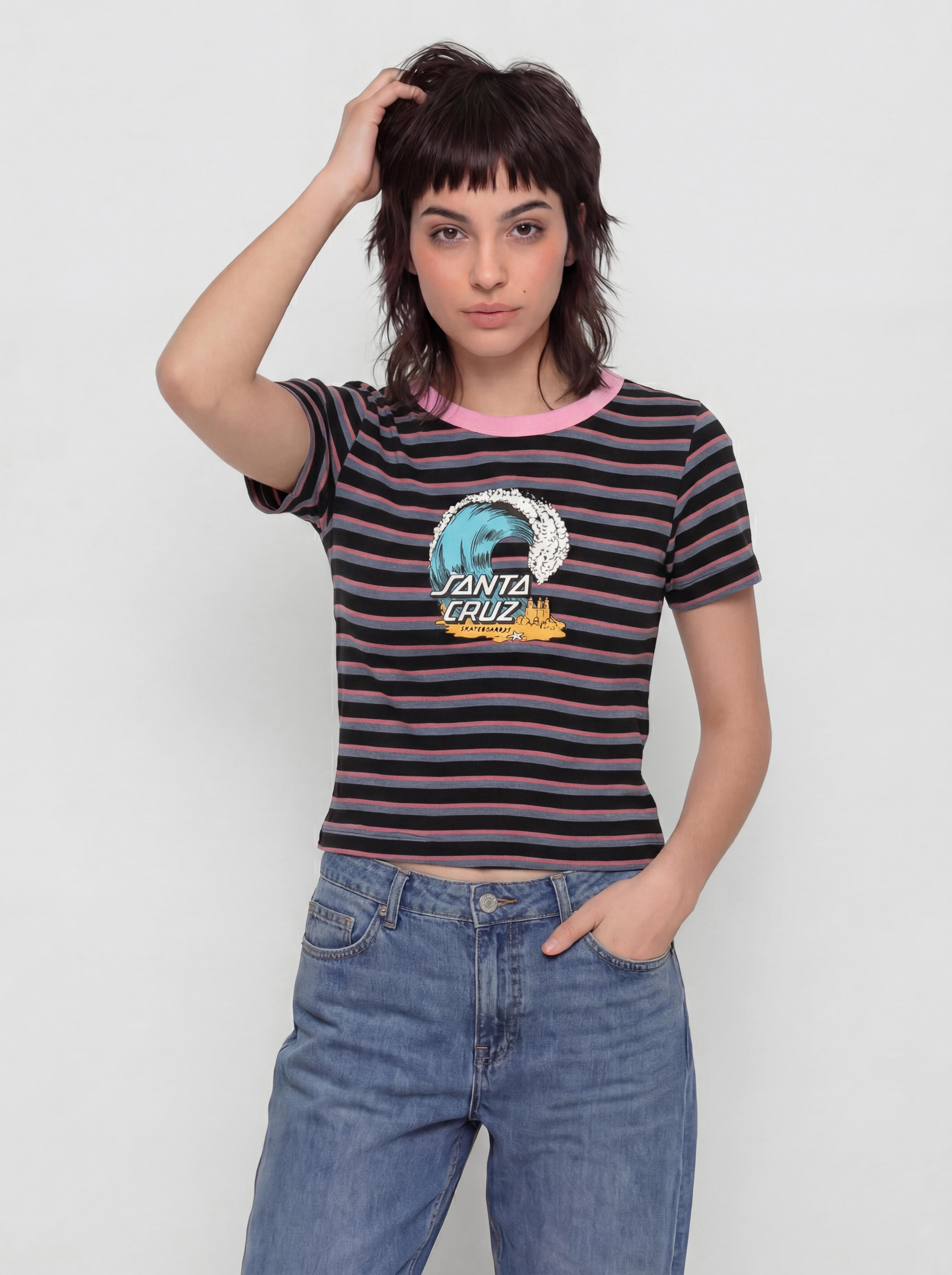 T-shirt Santa Cruz Onshore Front Wmn (black wave stripe)