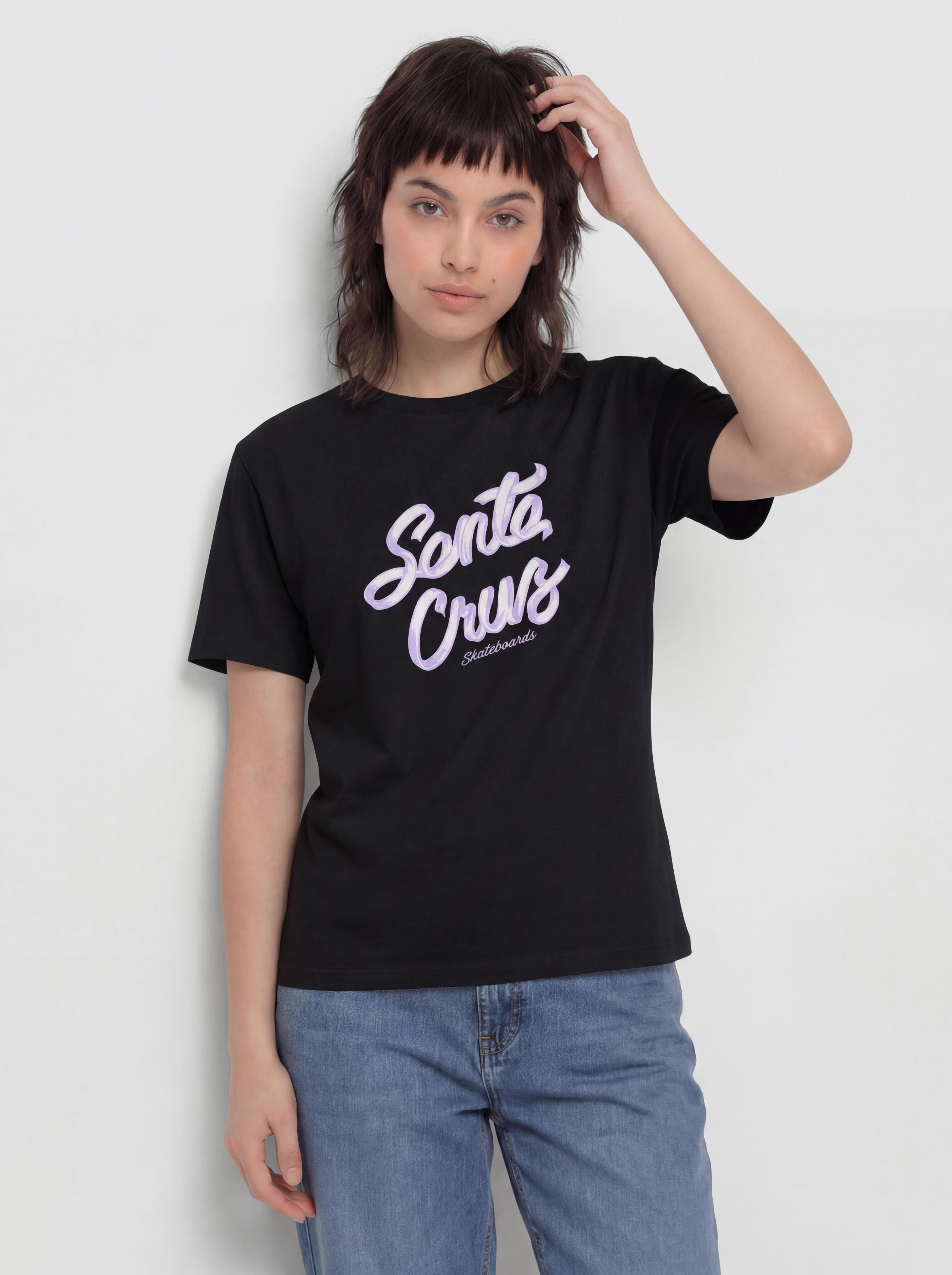 T-shirt Santa Cruz Ribbon Script Front Wmn (black)