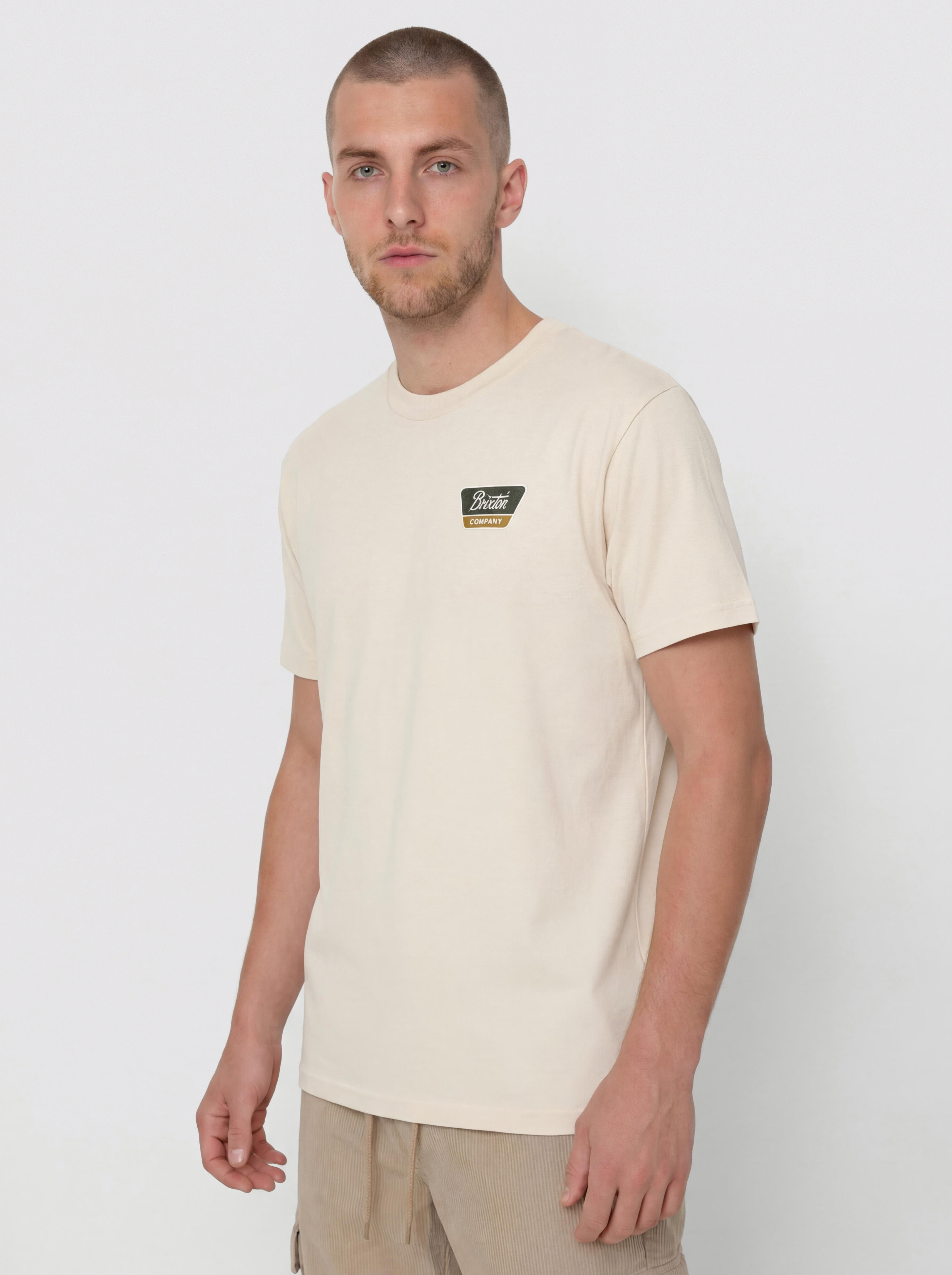T-shirt Brixton Linwood Std (cream/dark green/metal bronze)