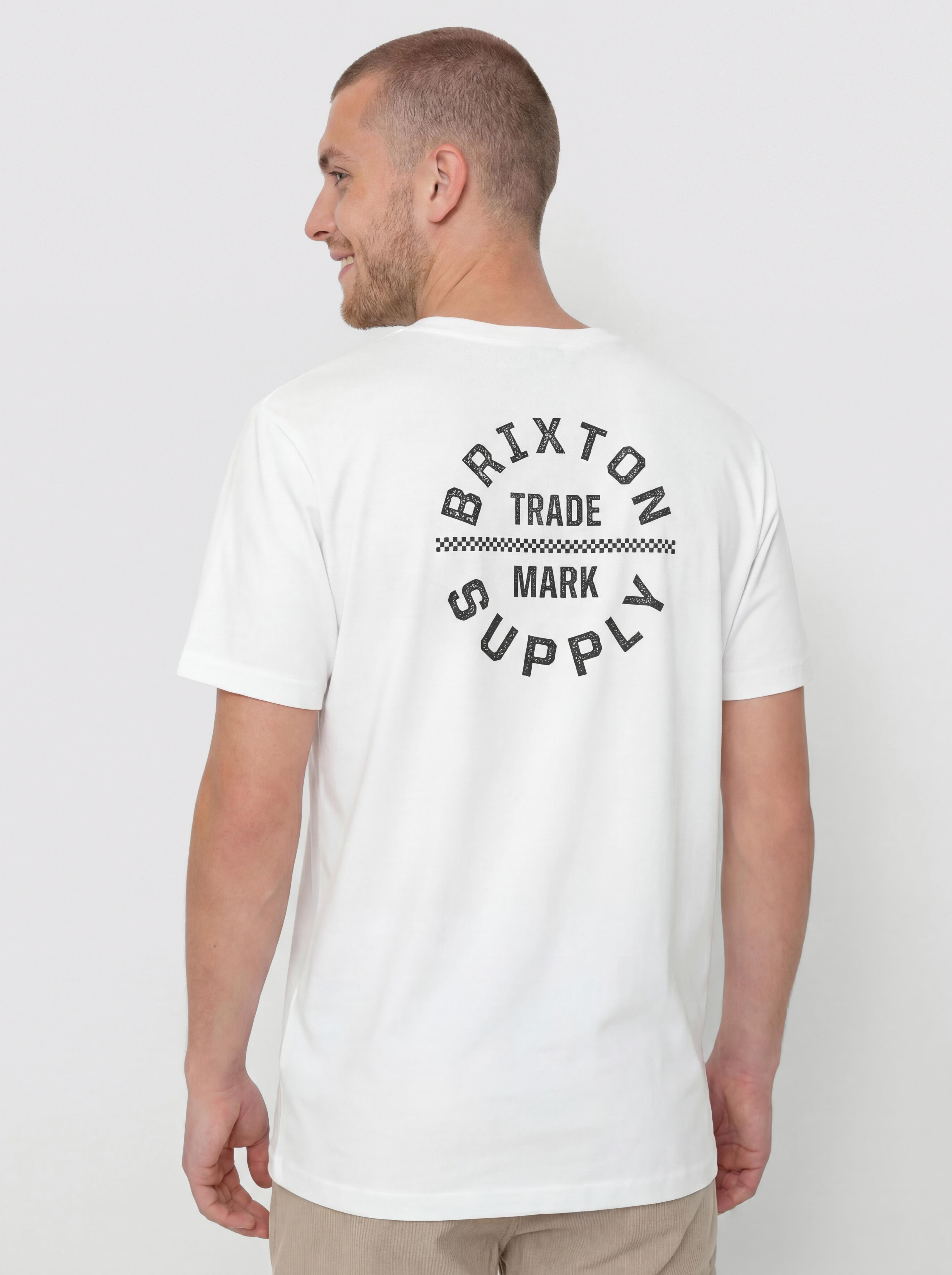 T-shirt Brixton Oath V Std (white/black/checkered)