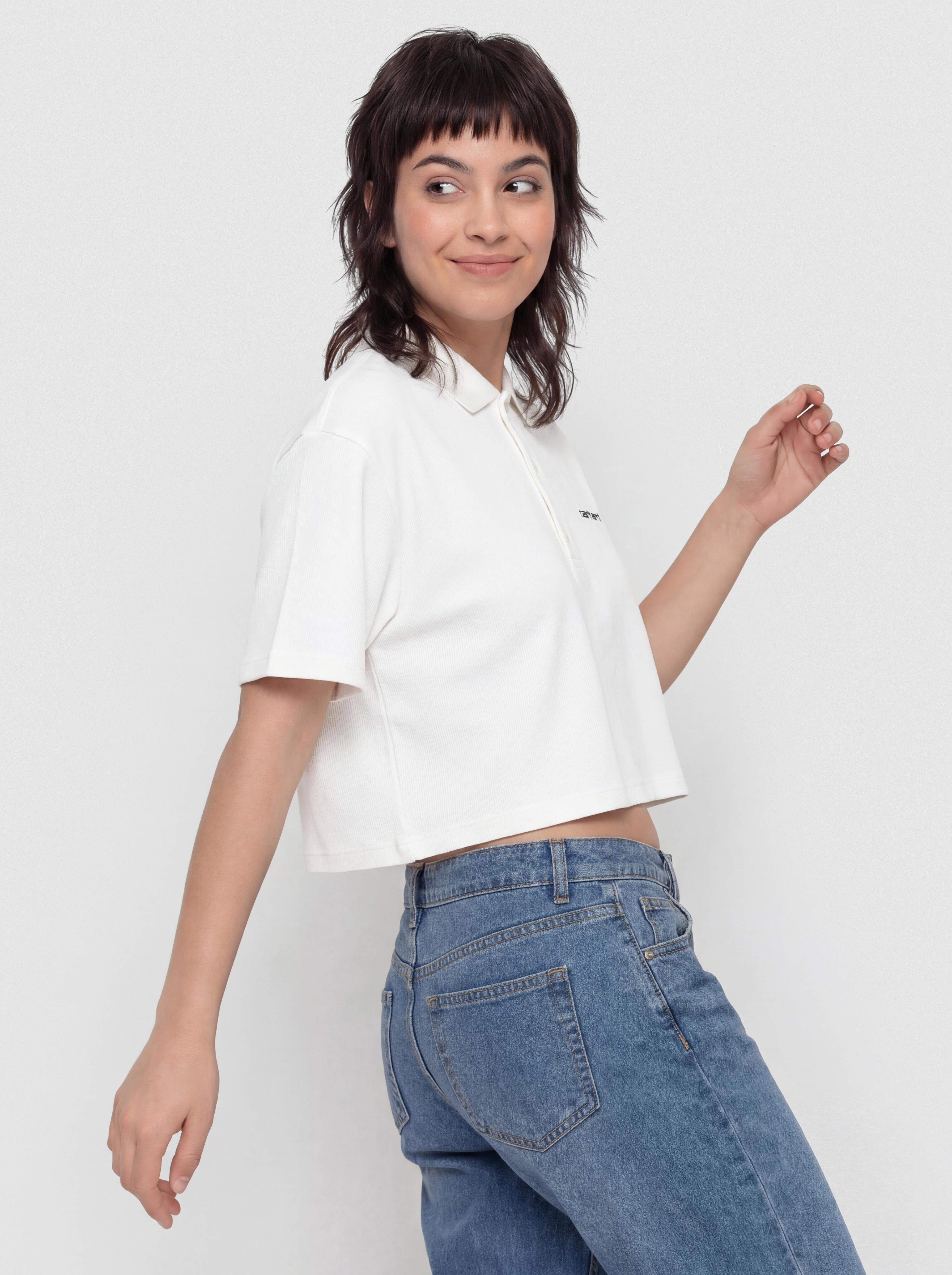 T-shirt Carhartt WIP Script Polo Wmn (white/black)
