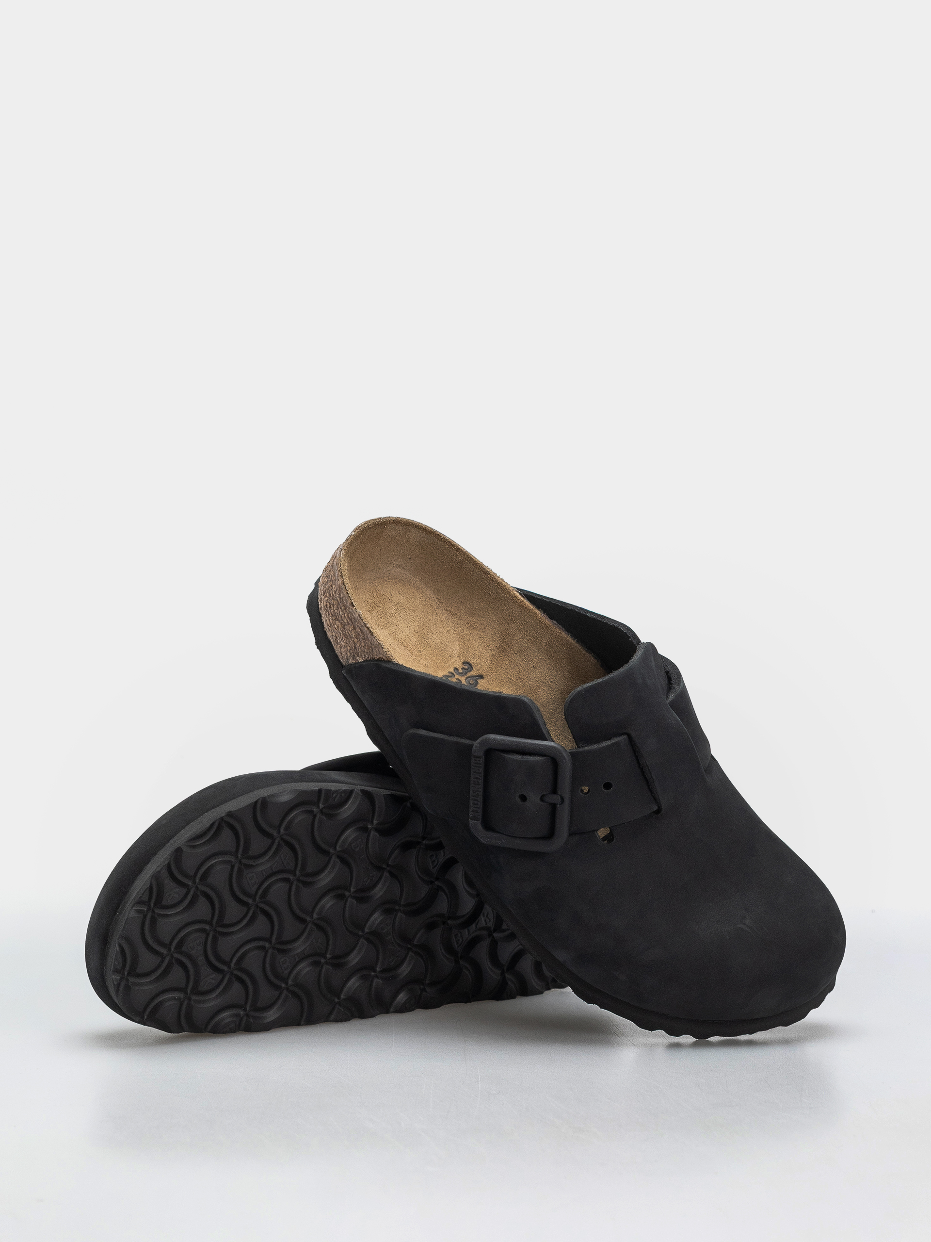 Klapki Birkenstock Boston Wire Buckle Nubuck Leather Narrow (black)