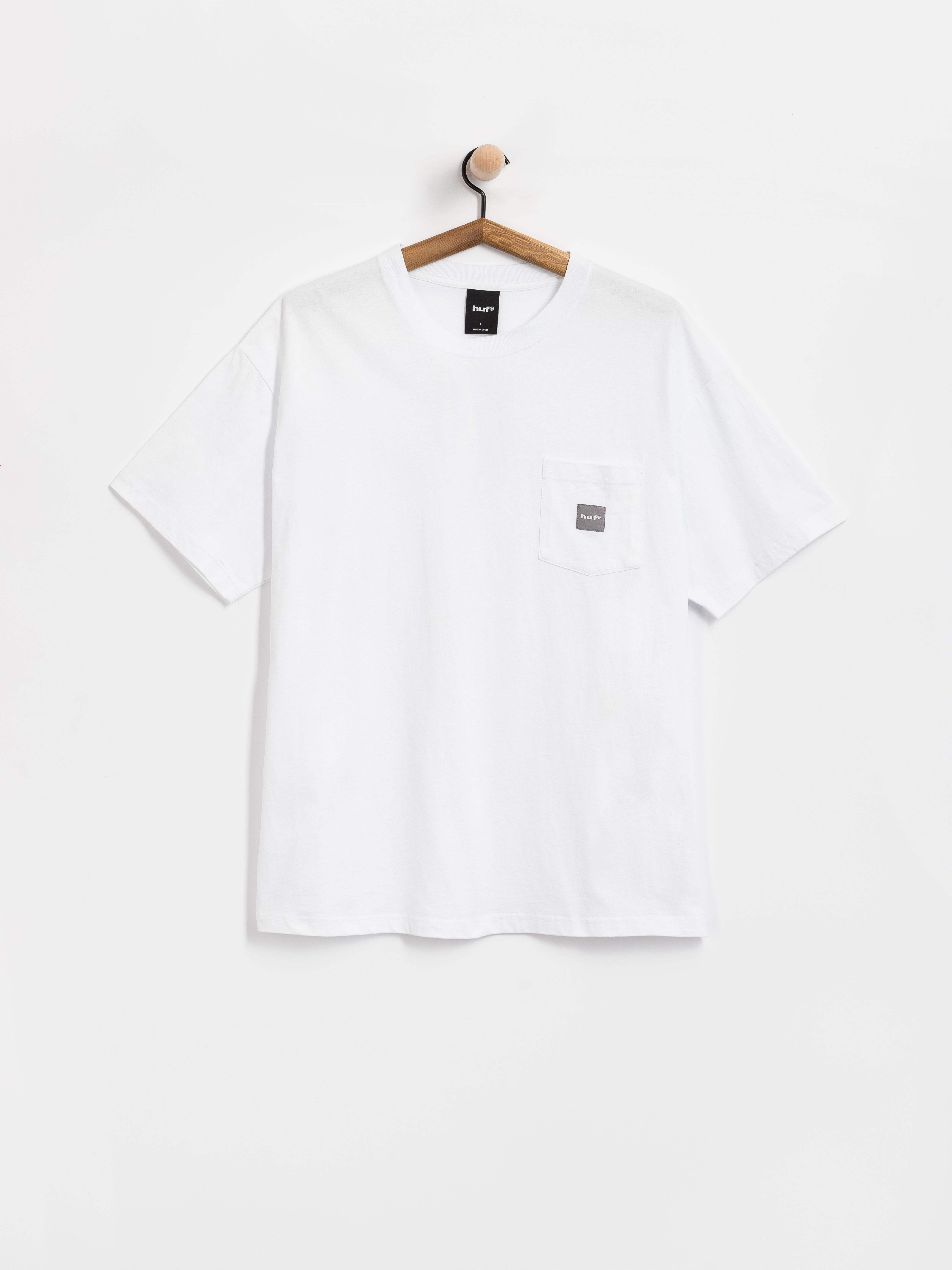 T-shirt HUF Box Logo Pocket (white/grey)