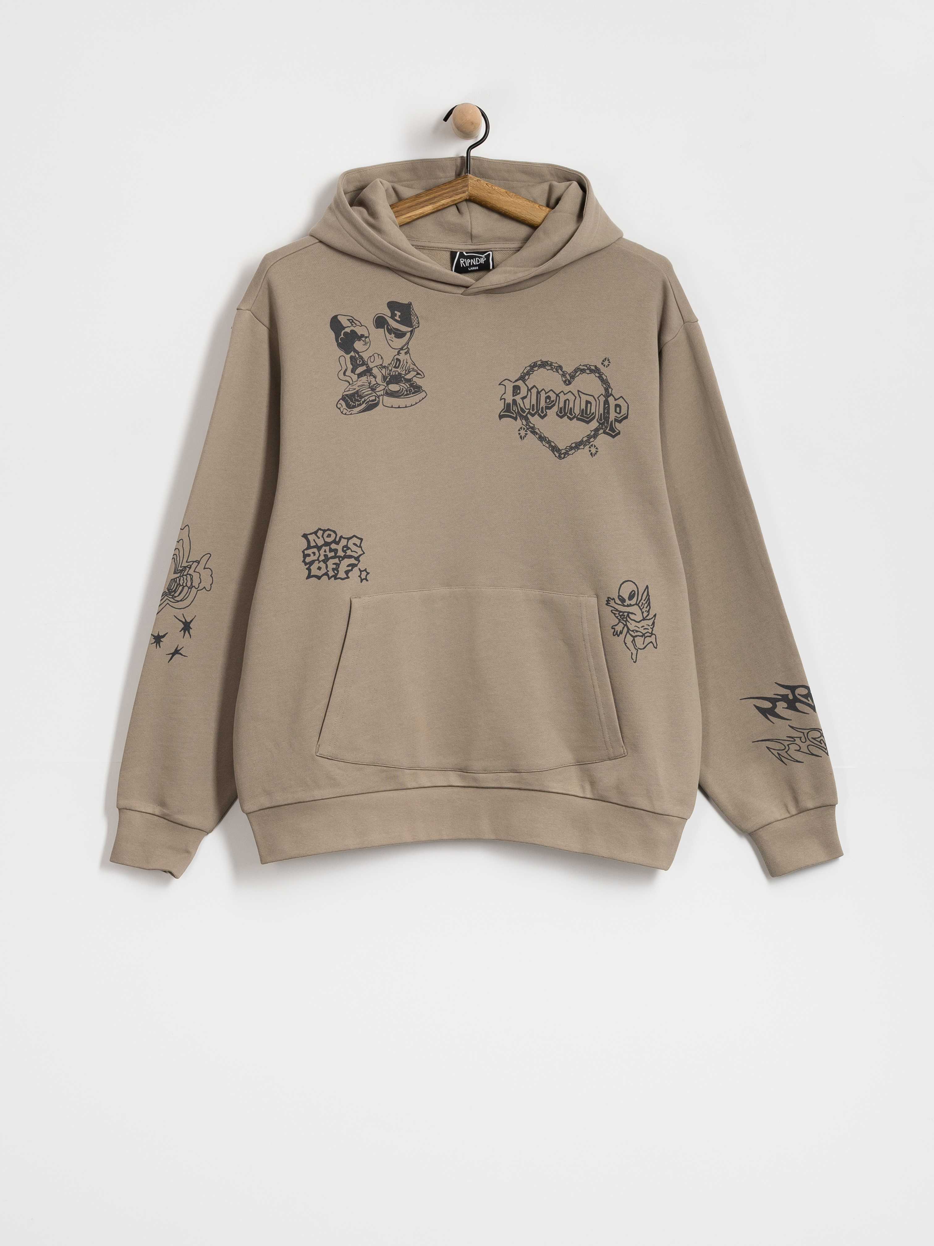 Bluza z kapturem RipNDip Westside Distressed HD (dark sand wash)