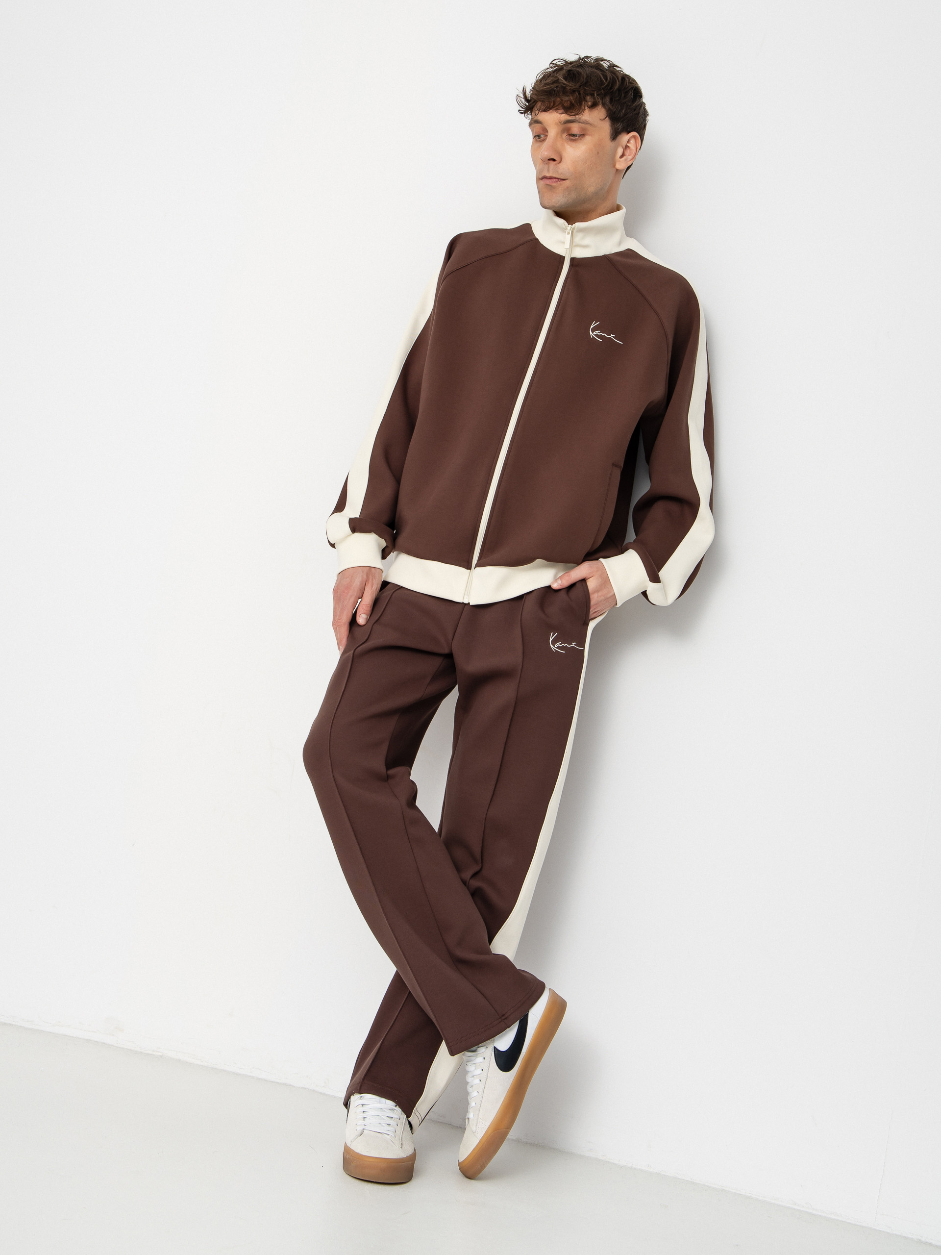 Spodnie Karl Kani Signature Sidestripe Pique (brown)