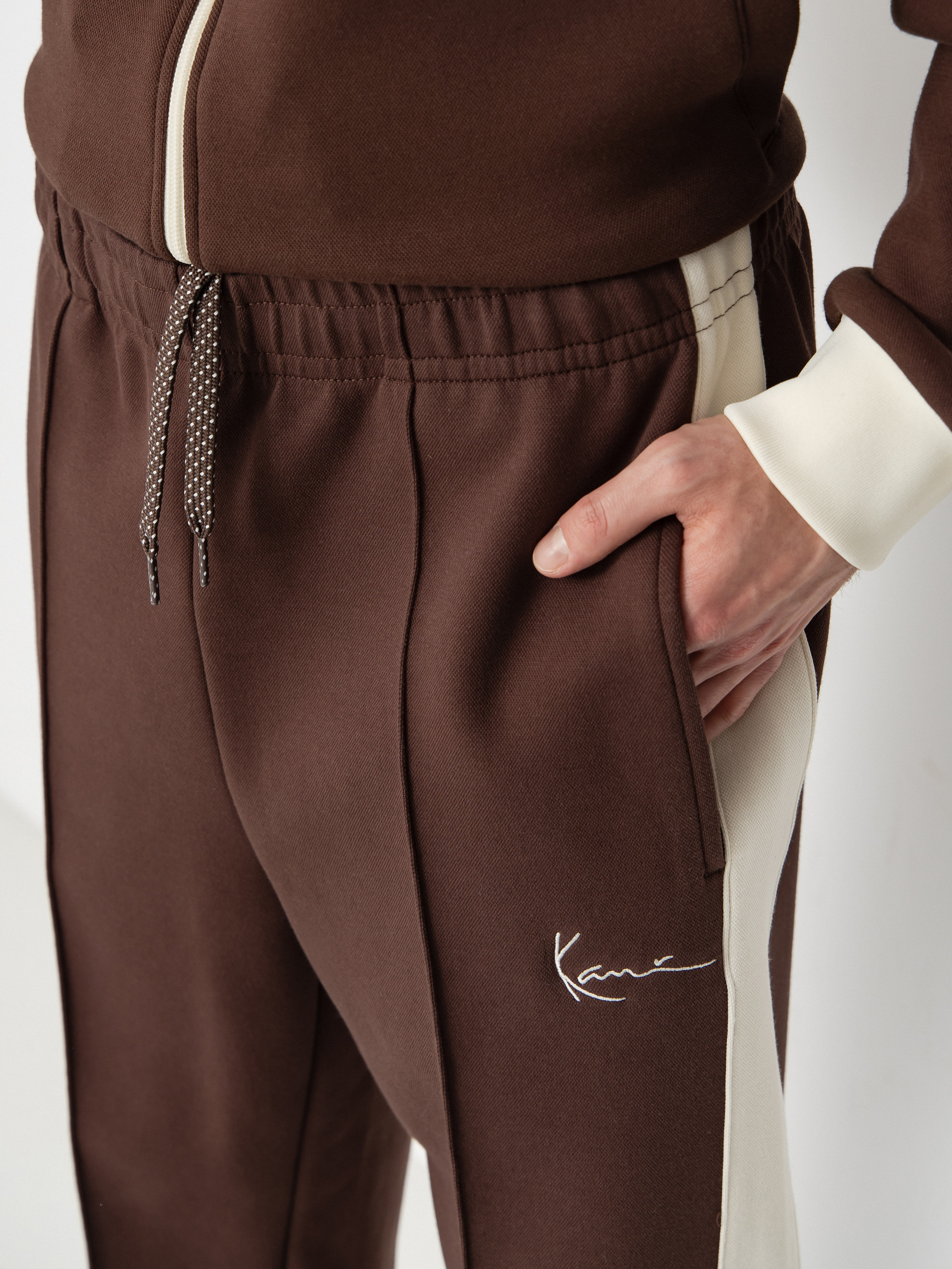 Spodnie Karl Kani Signature Sidestripe Pique (brown)