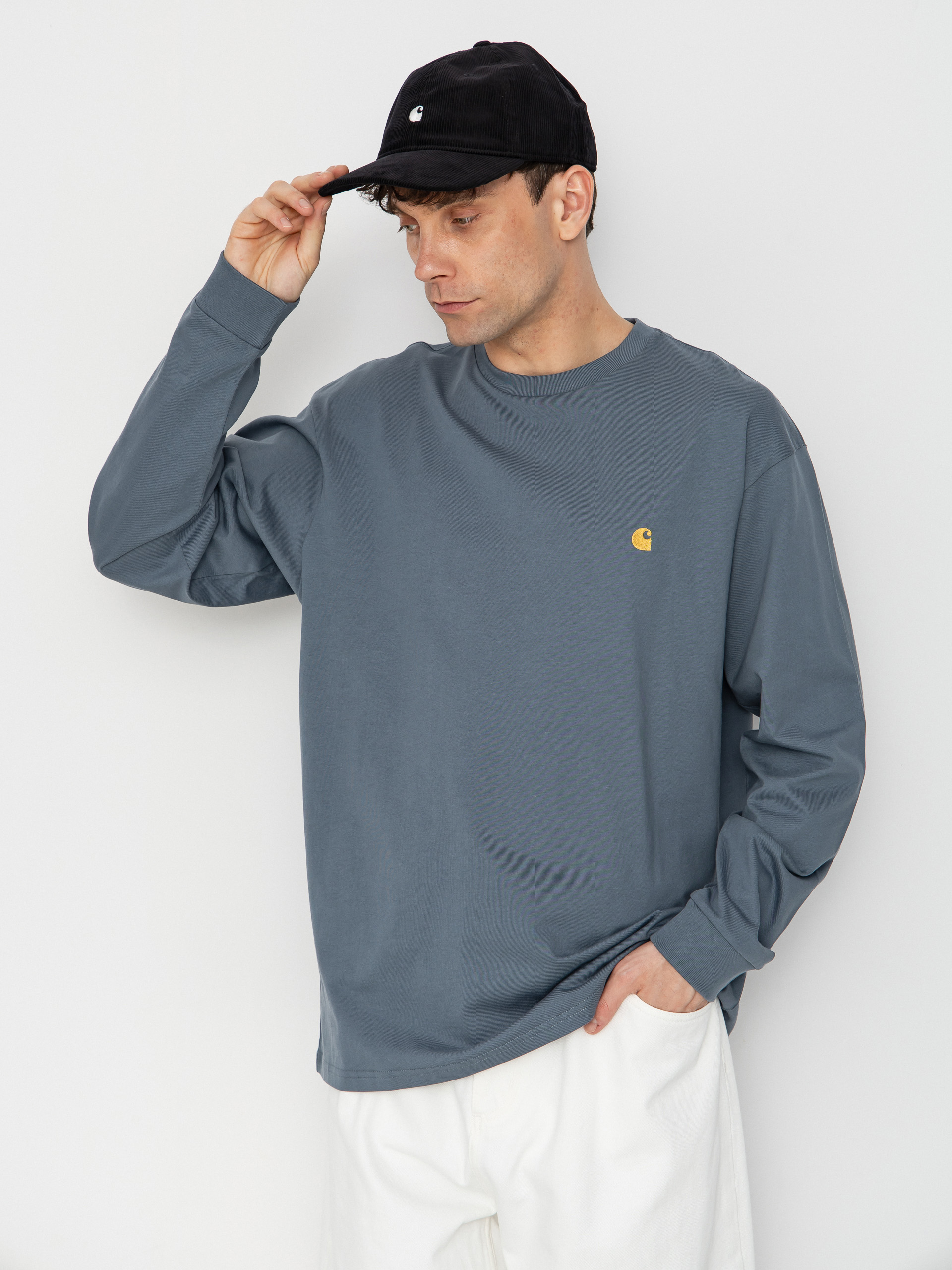 Longsleeve Carhartt WIP Chase (cozy blue/gold)