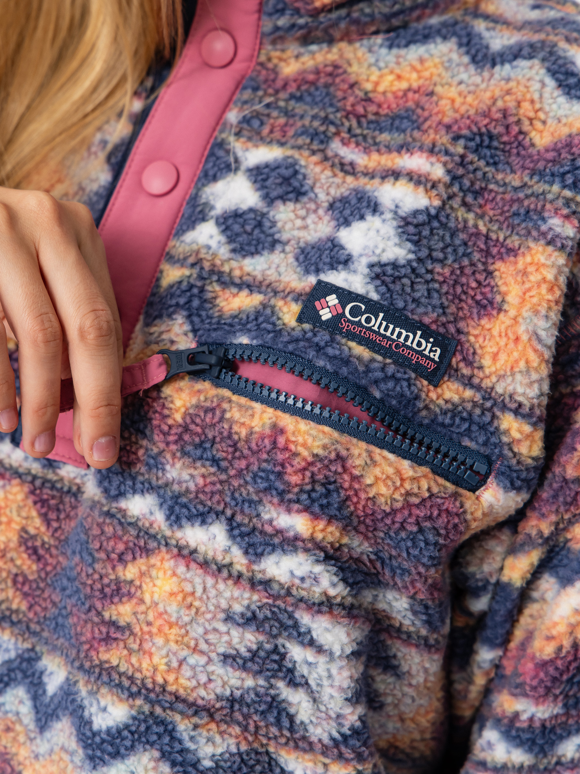 Damski Polar Columbia Helvetia II Printed Cropped Half Snap (sea salt/retrotree)