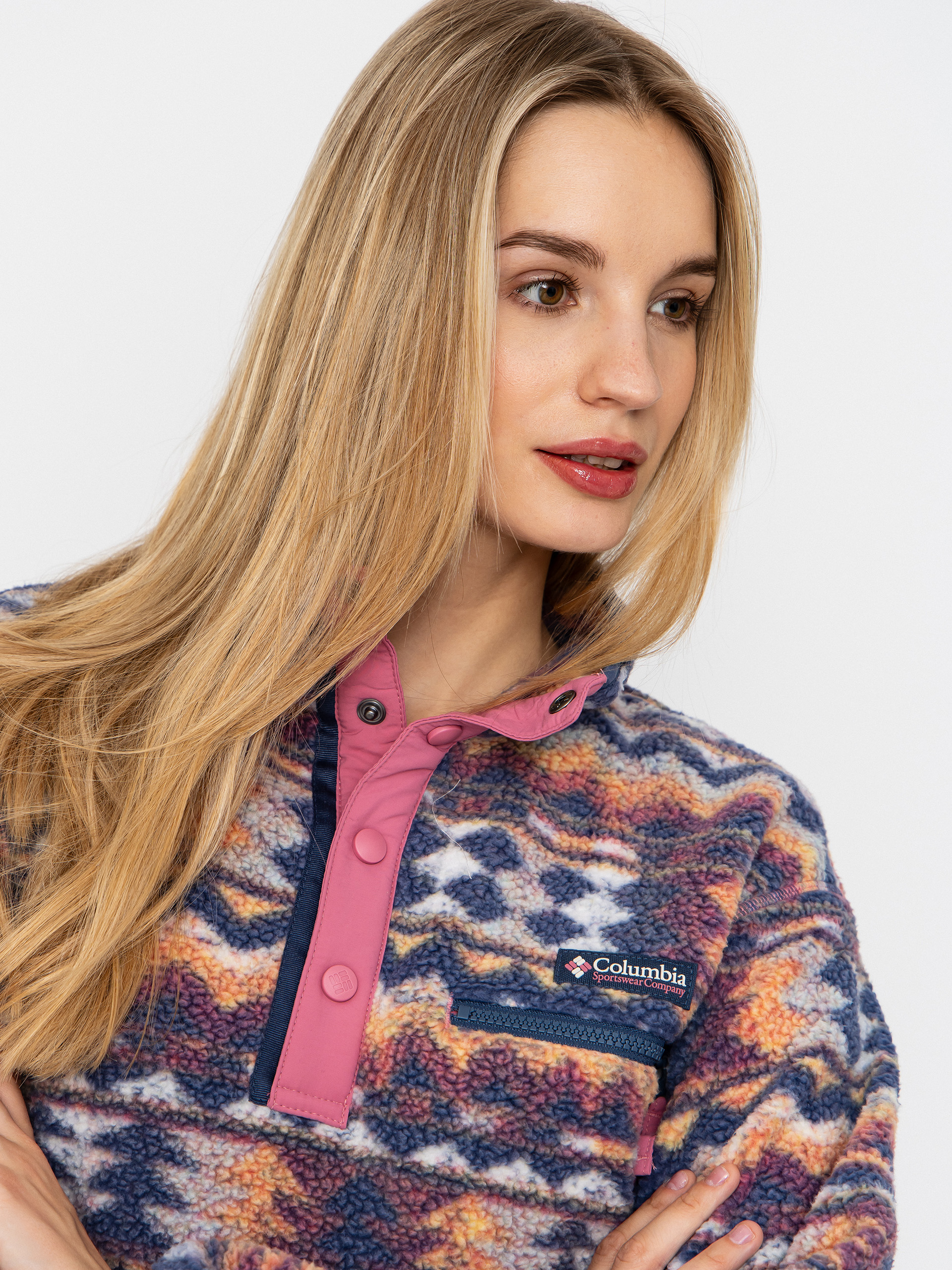 Damski Polar Columbia Helvetia II Printed Cropped Half Snap (sea salt/retrotree)