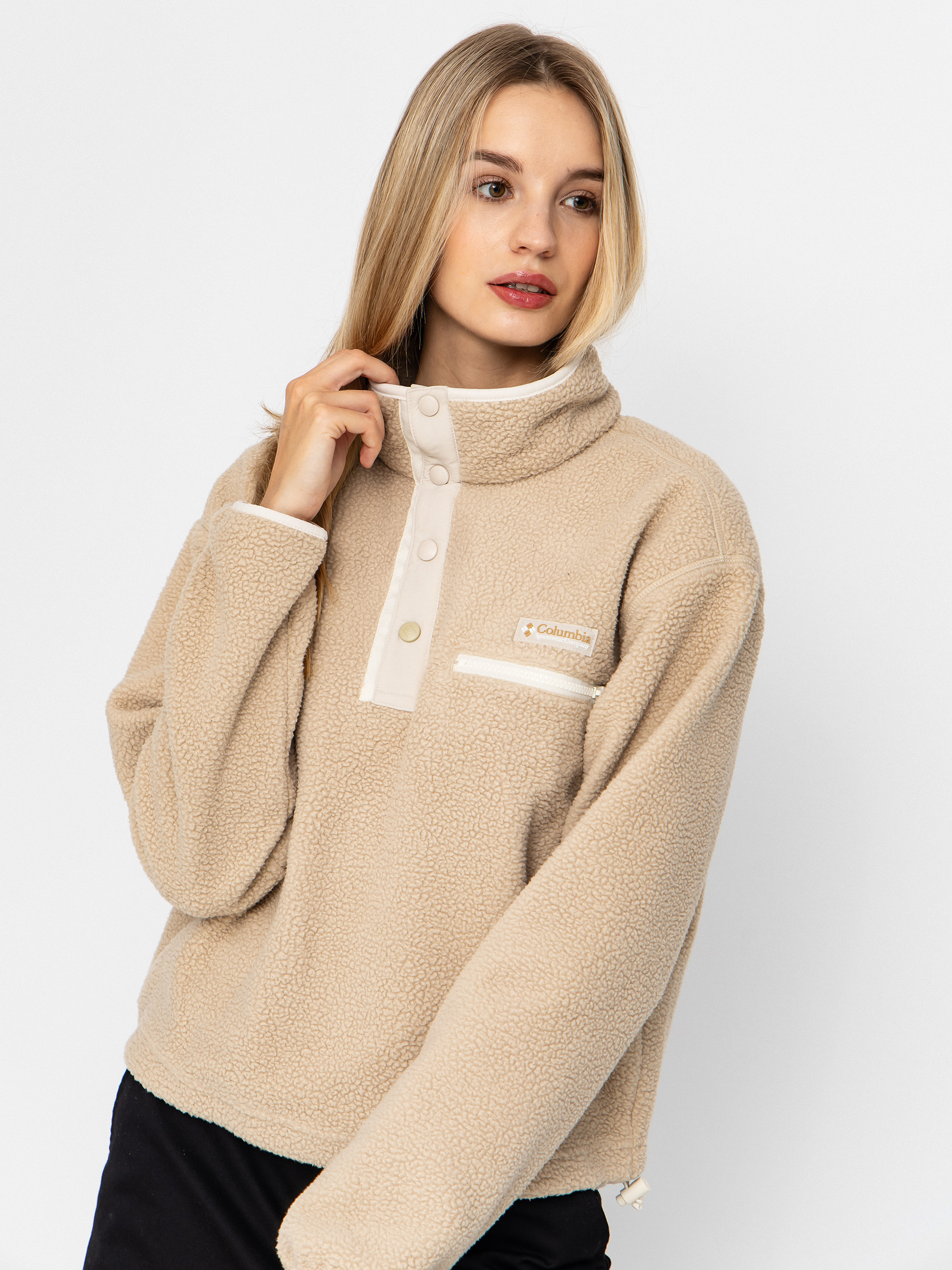 Polar Columbia Helvetia II Cropped Half Snap Wmn (ancient fossil/dark stone/chalk)