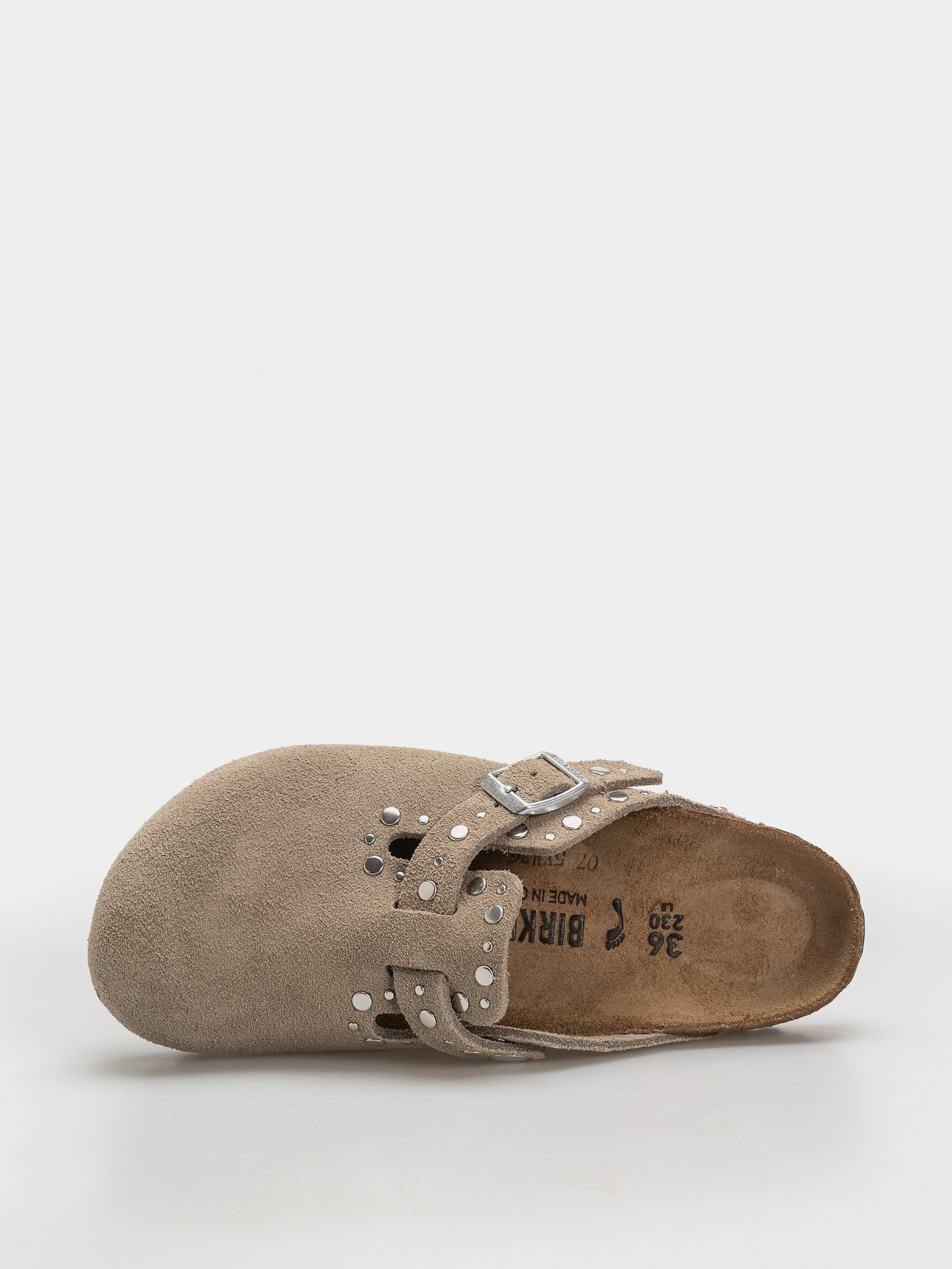 Klapki Birkenstock Boston Rivets Suede Leather Narrow Wmn (taupe)