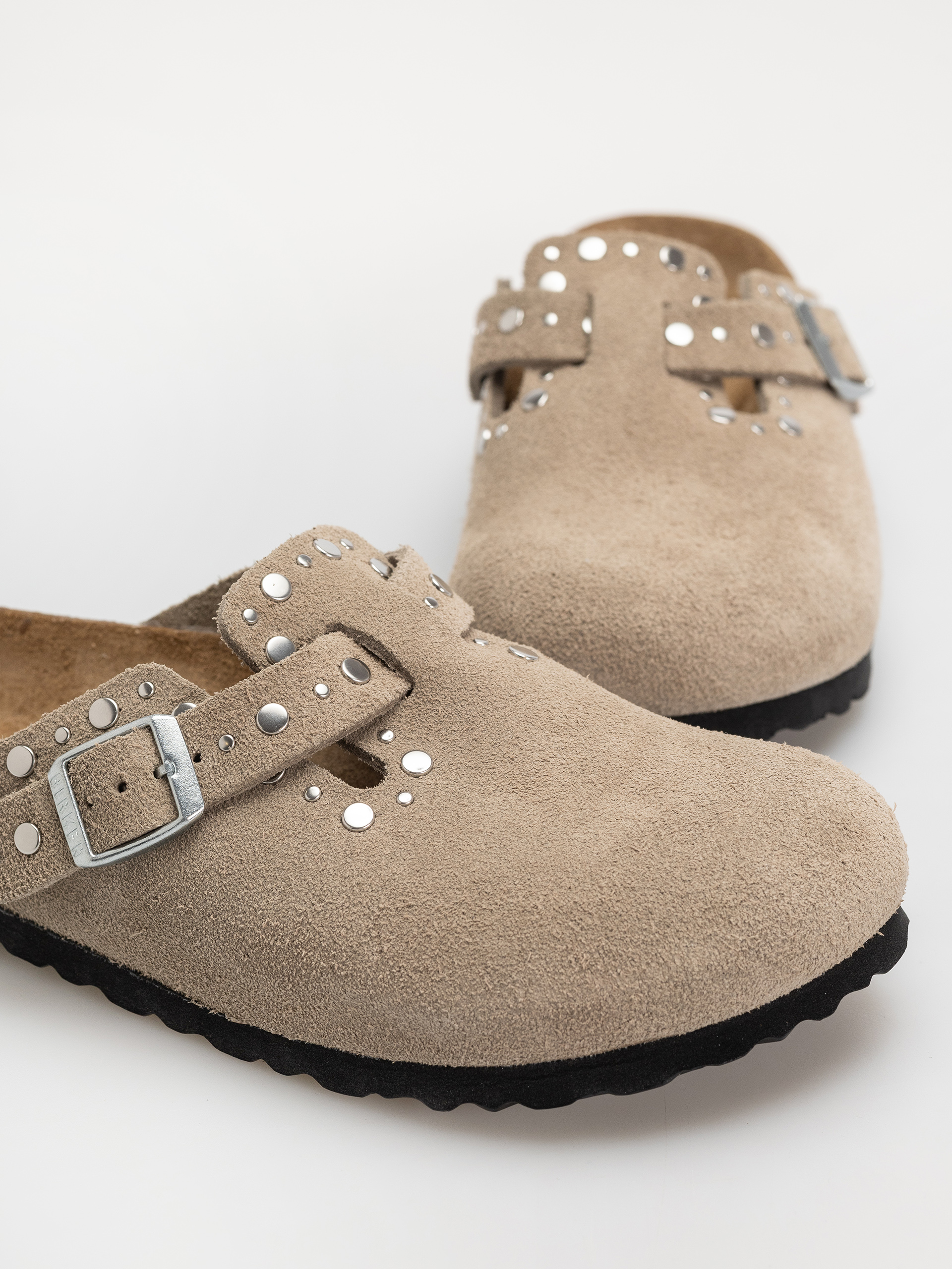 Klapki Birkenstock Boston Rivets Suede Leather Narrow Wmn (taupe)
