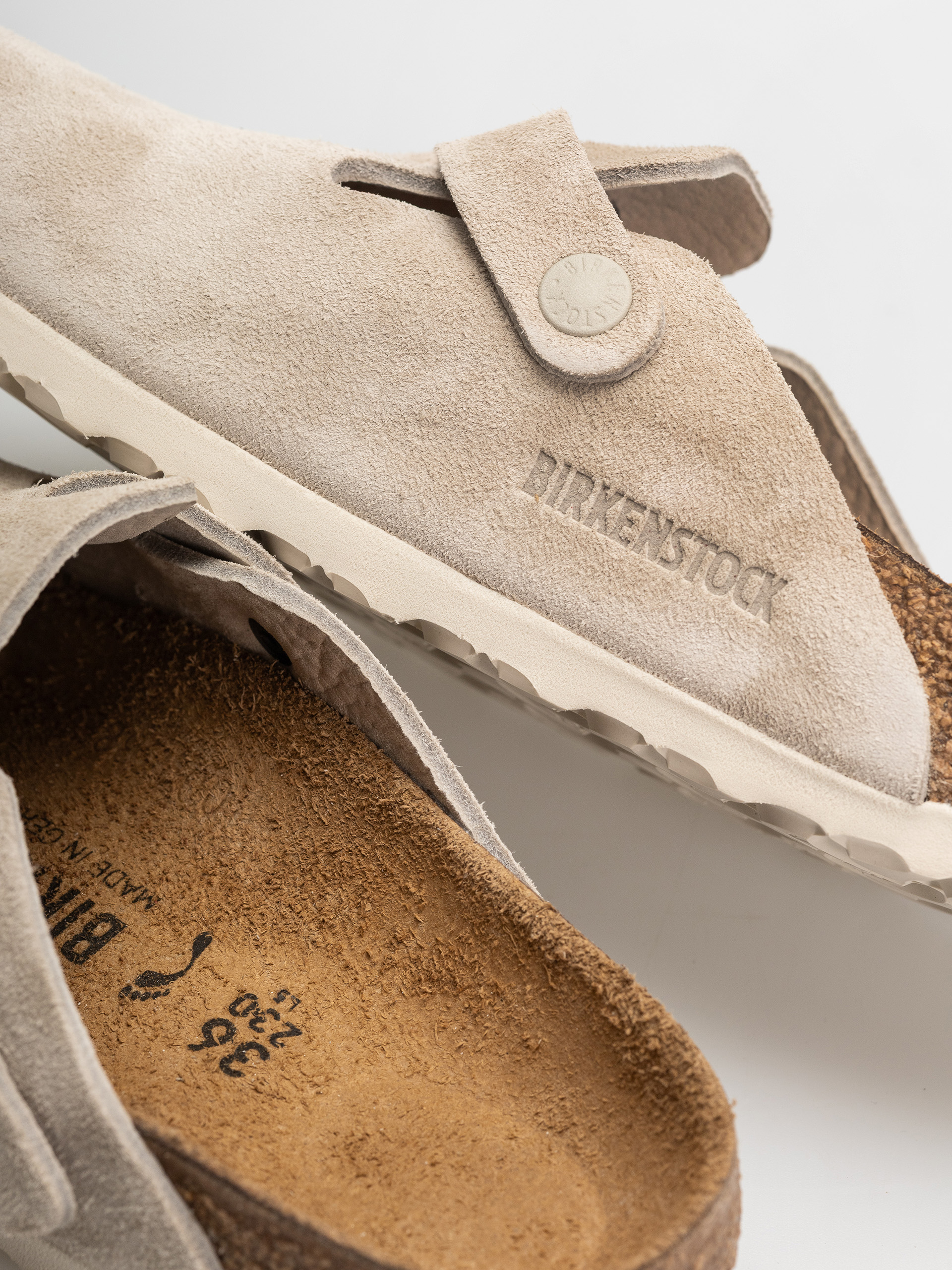 Klapki Birkenstock Boston Suede Leather Narrow (oyster)