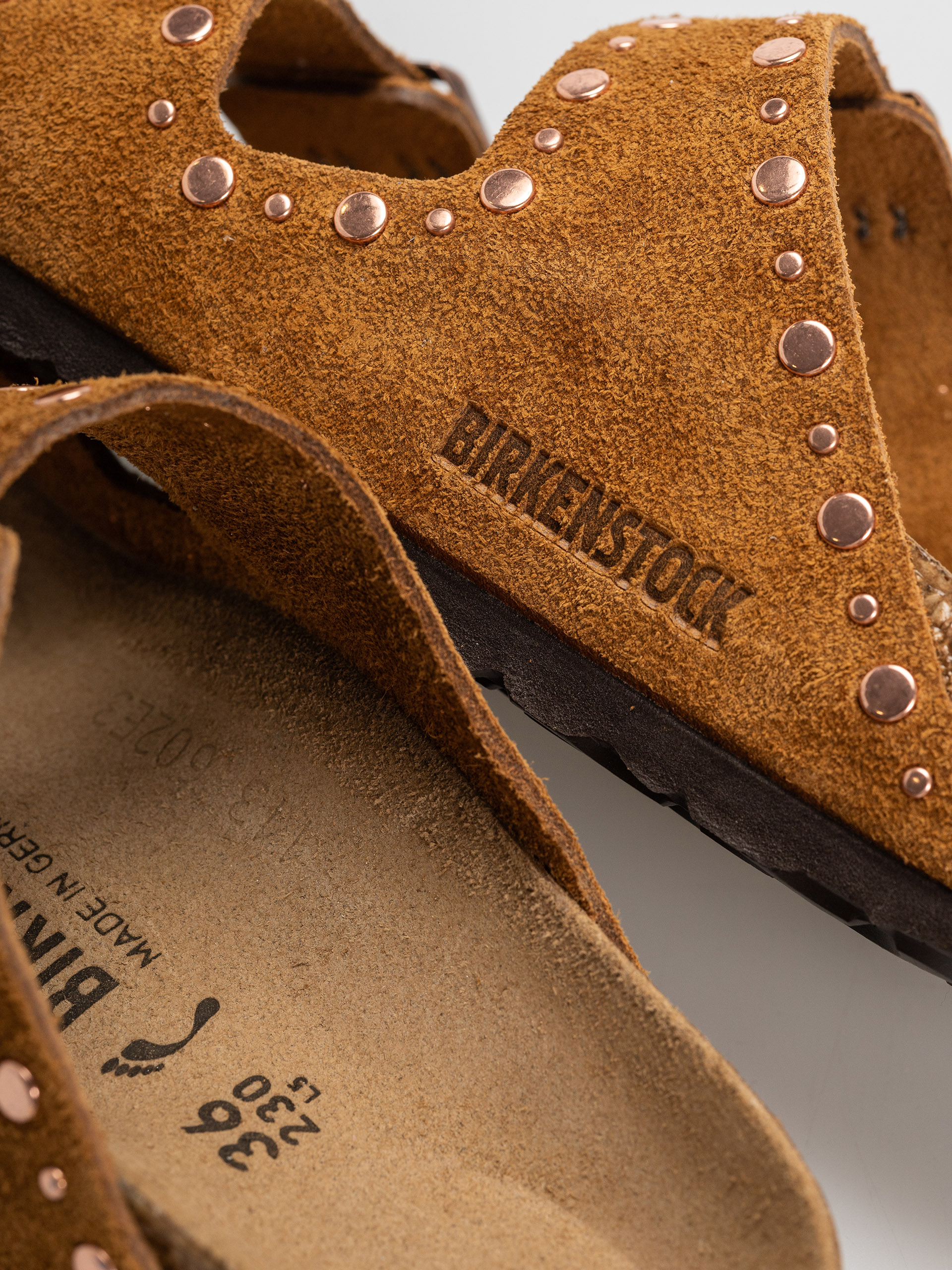 Klapki Birkenstock Arizona Rivets Suede Leather Narrow Wmn (mink)