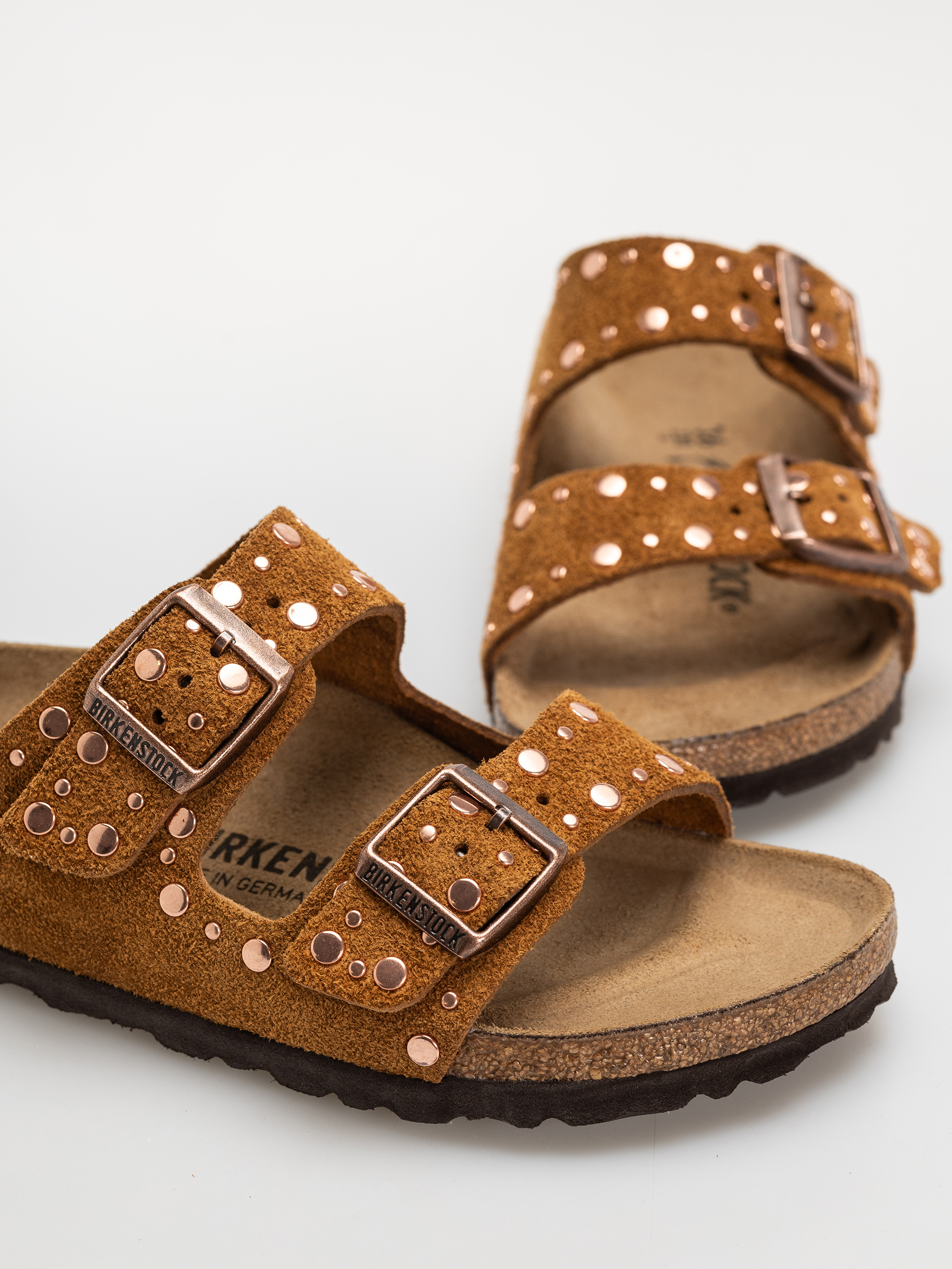 Klapki Birkenstock Arizona Rivets Suede Leather Narrow Wmn (mink)