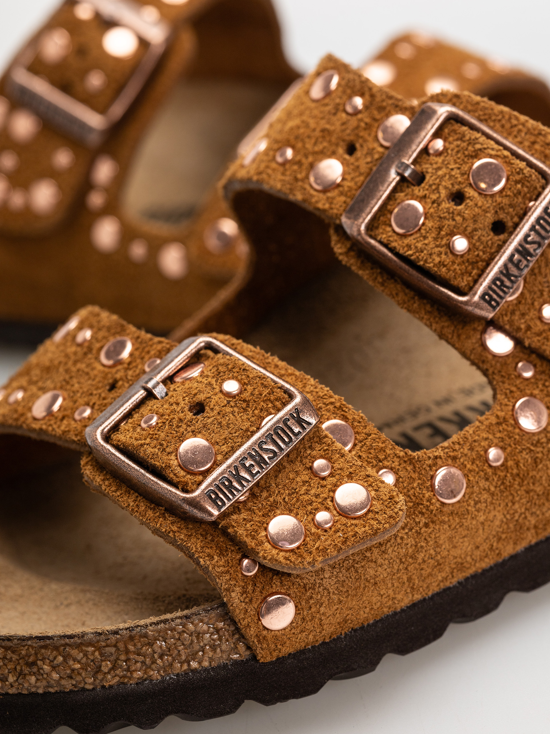 Klapki Birkenstock Arizona Rivets Suede Leather Narrow Wmn (mink)