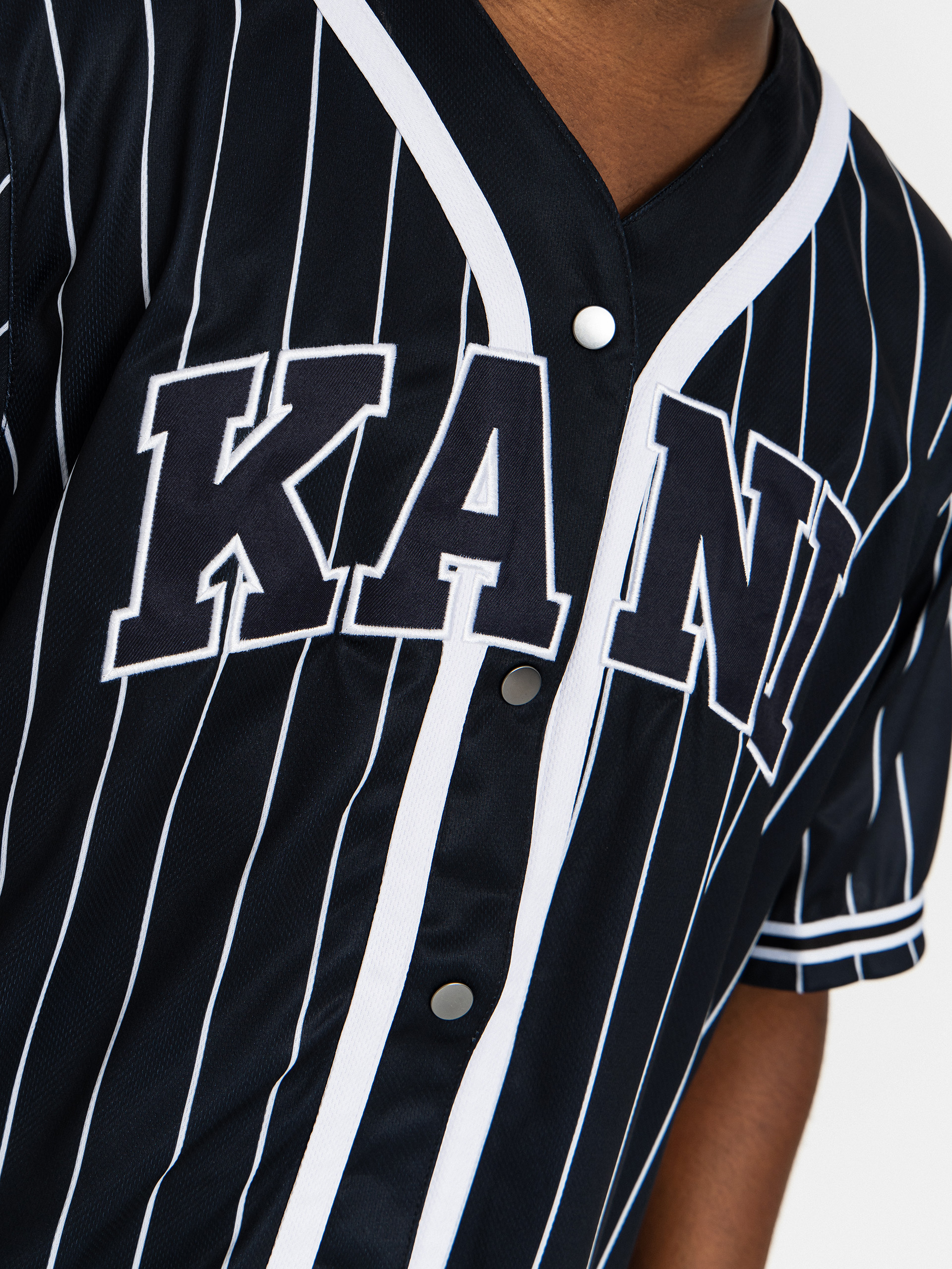 Koszula Karl Kani Serif Pinstripe Baseball (black/white)