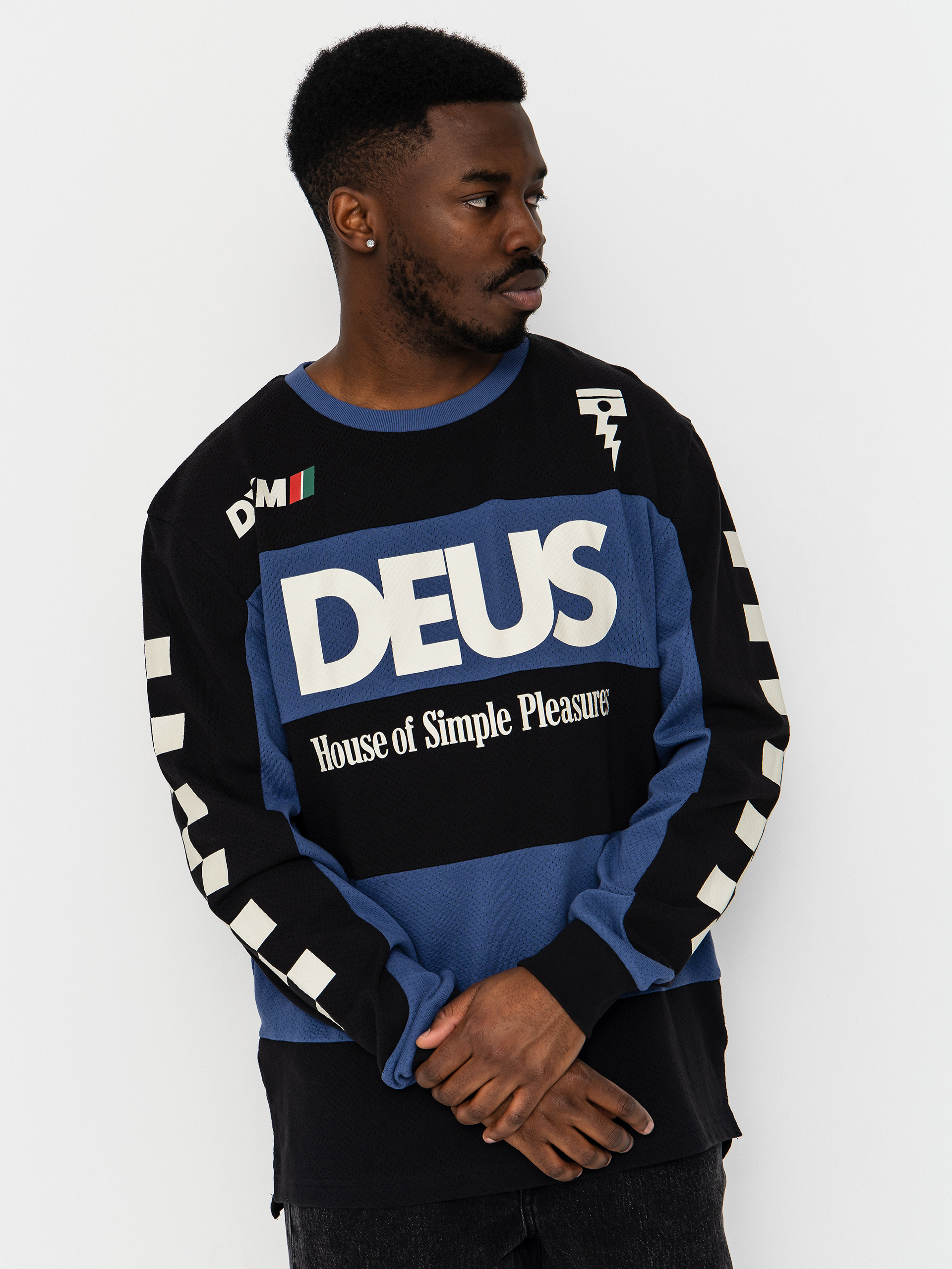 Longsleeve Deus Ex Machina Vilander Moto Jersey (mechanic blue combo)