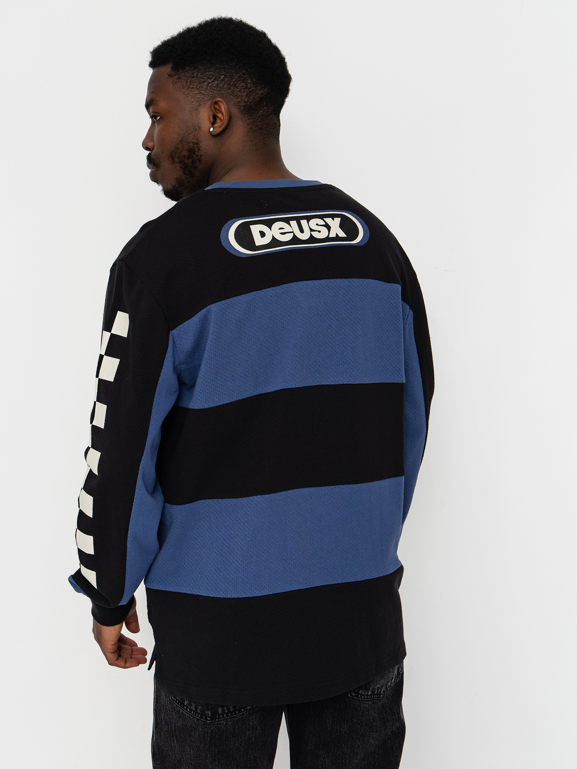 Longsleeve Deus Ex Machina Vilander Moto Jersey (mechanic blue combo)