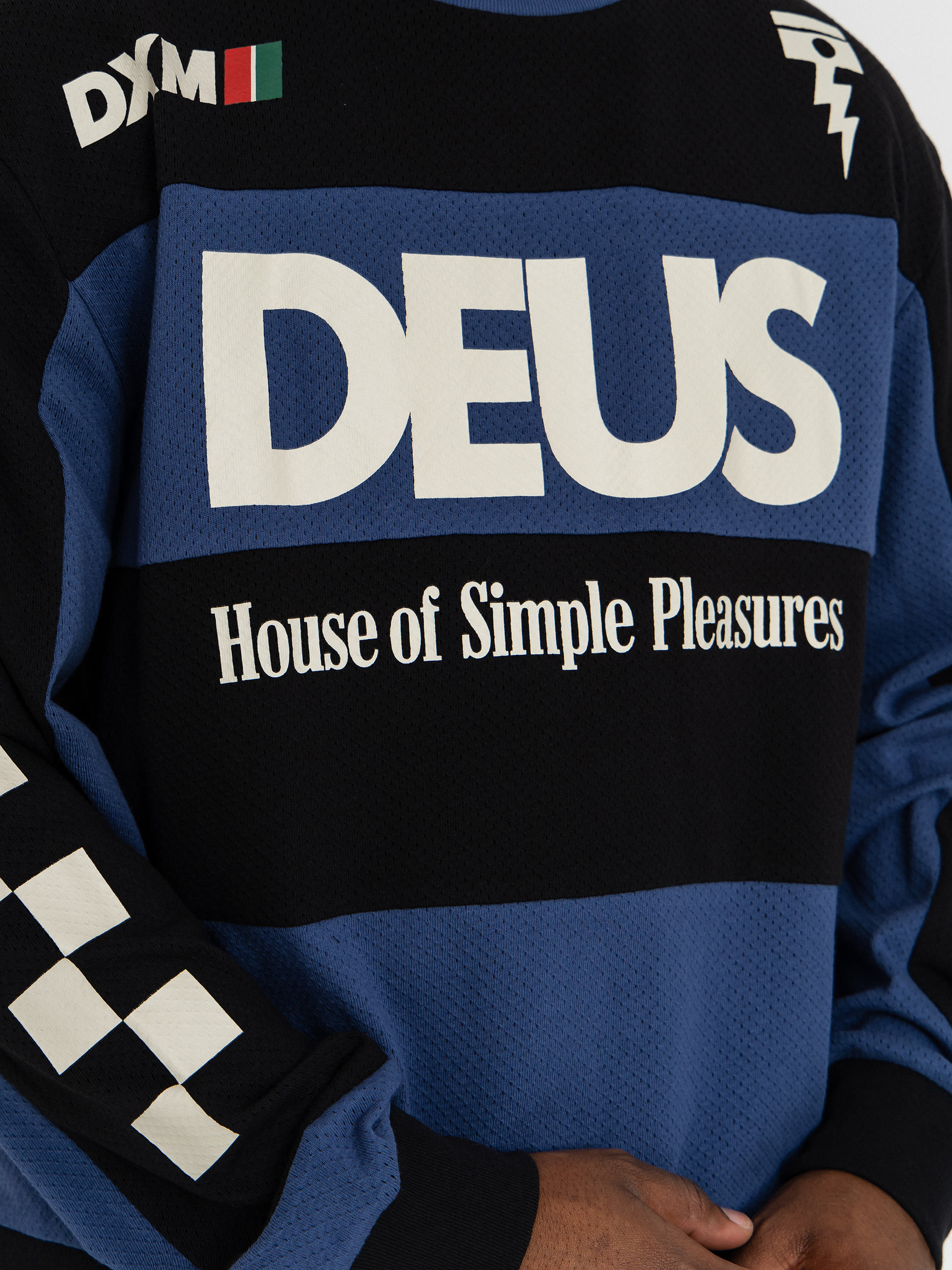 Longsleeve Deus Ex Machina Vilander Moto Jersey (mechanic blue combo)