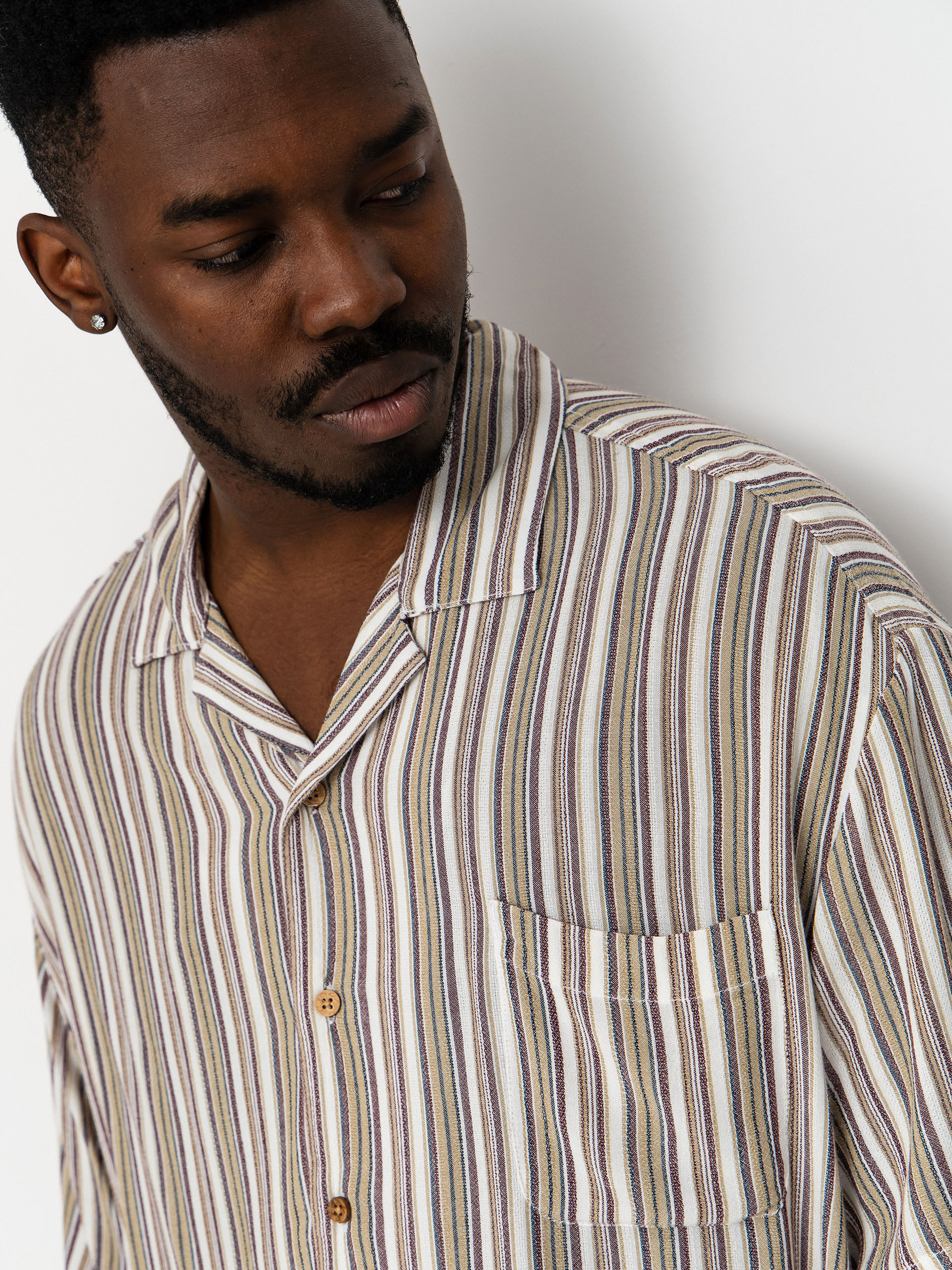 Koszula Brixton Bunker Twisted Stripe (robust red)