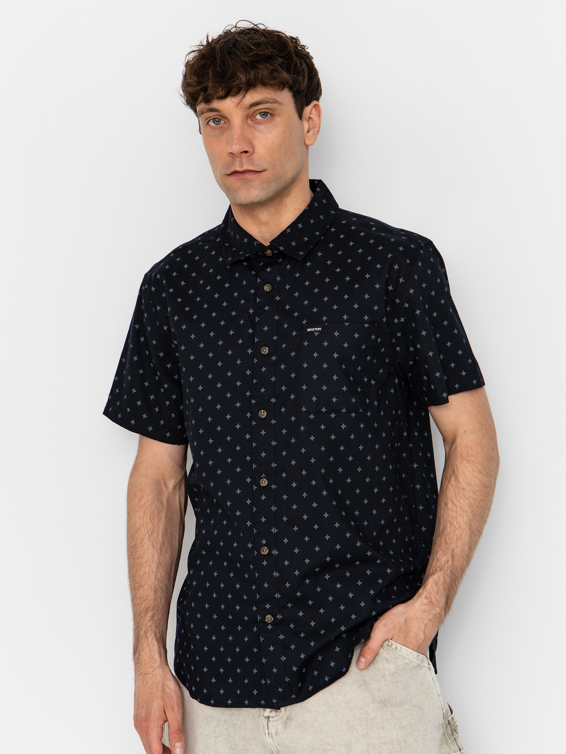 Koszula Brixton Charter Print (future grey diamond tile)